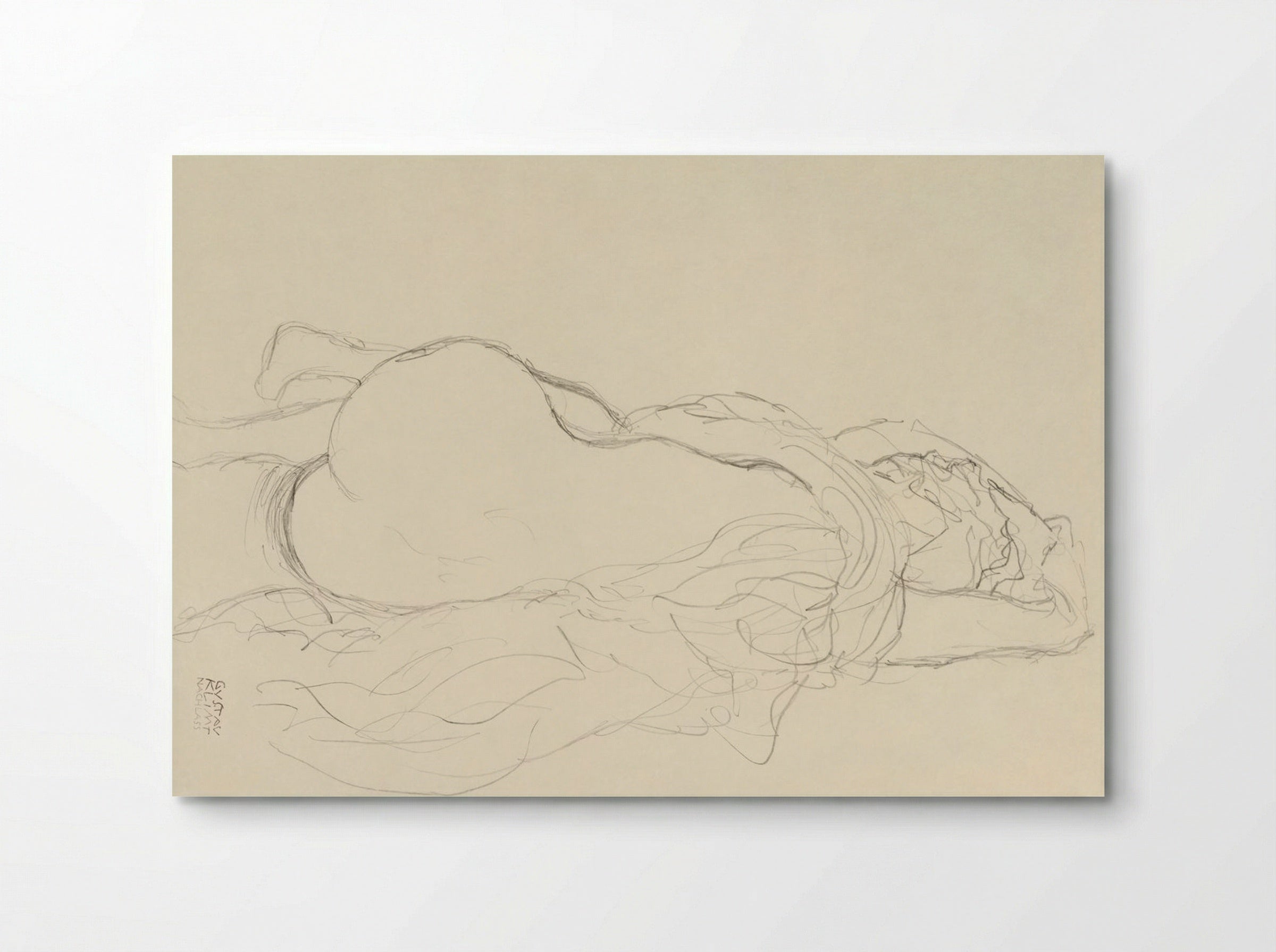 Reclining Nude with Drapery, Back View - Gustav Klimt - Poster