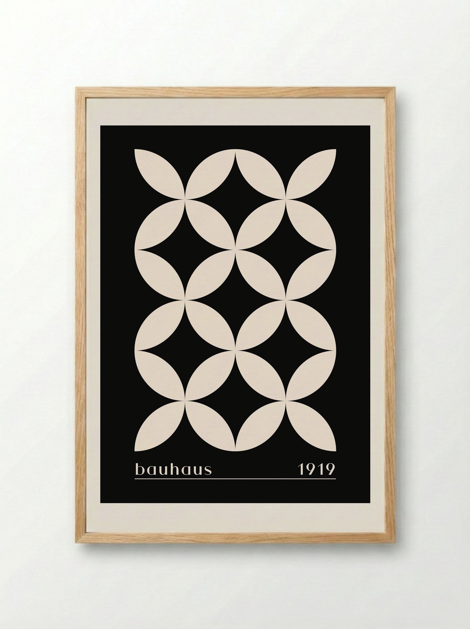 Bauhaus Petal Matrix in Black (1919) - Framed Print Wood