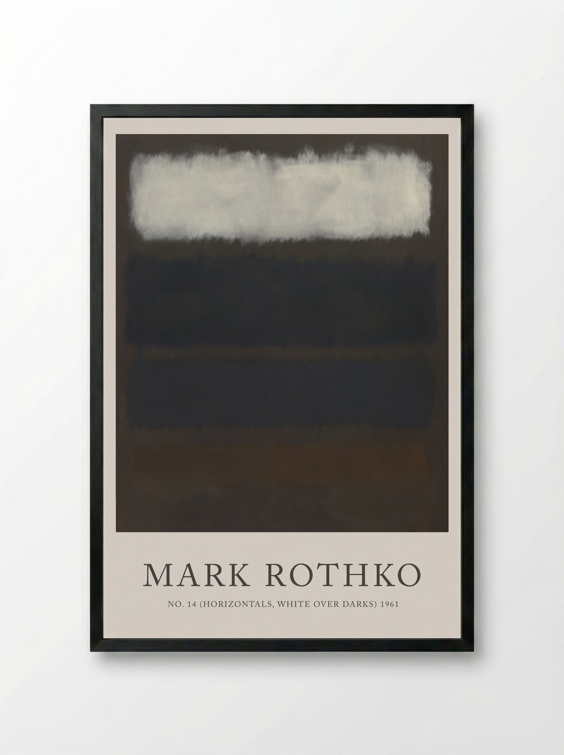 No. 14 (Horizontals, White Over Darks) - Mark Rothko - Framed Print Black
