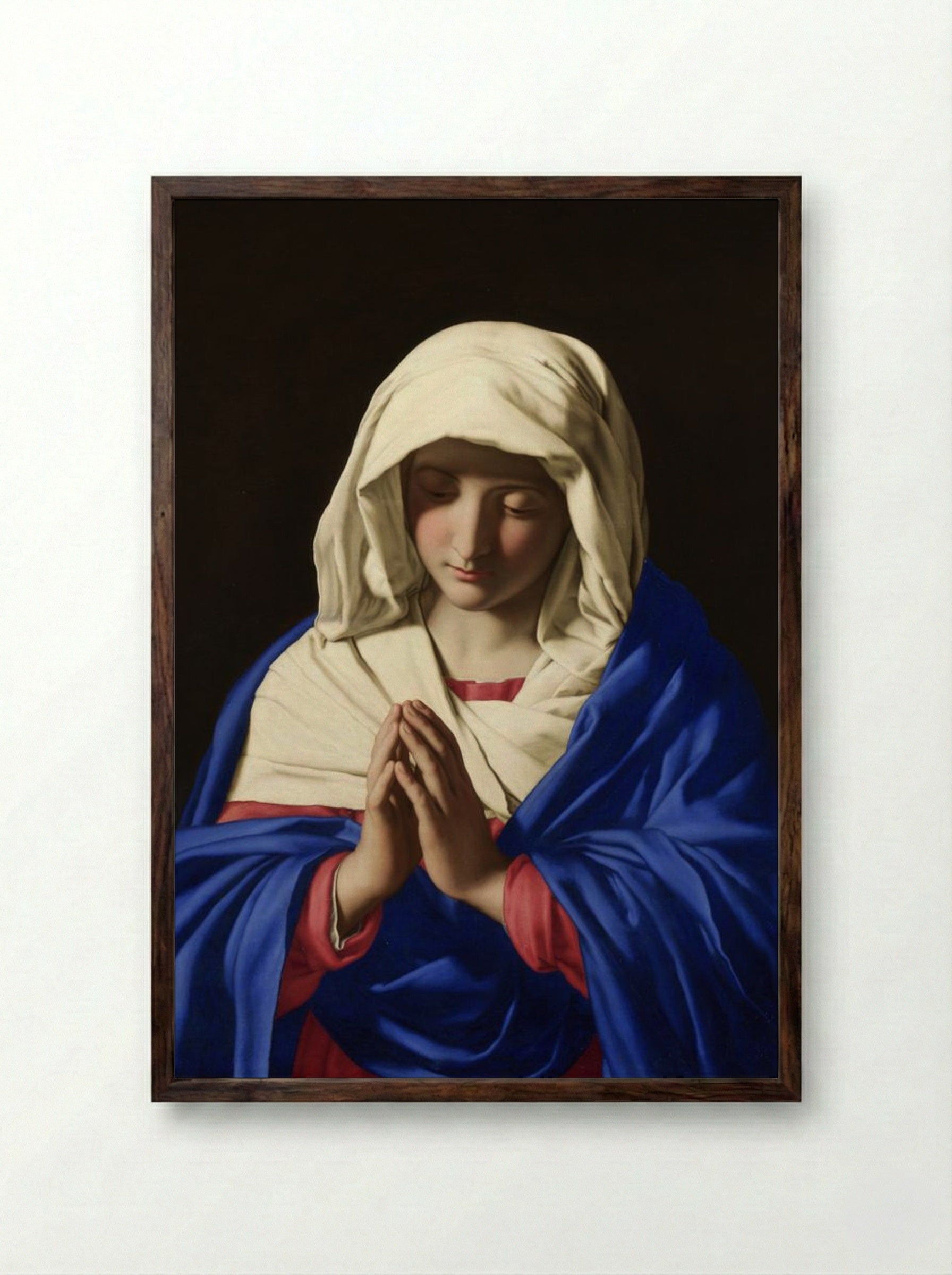The Virgin in Prayer - Hendrick Bloemaert - Framed Print Dark Wood