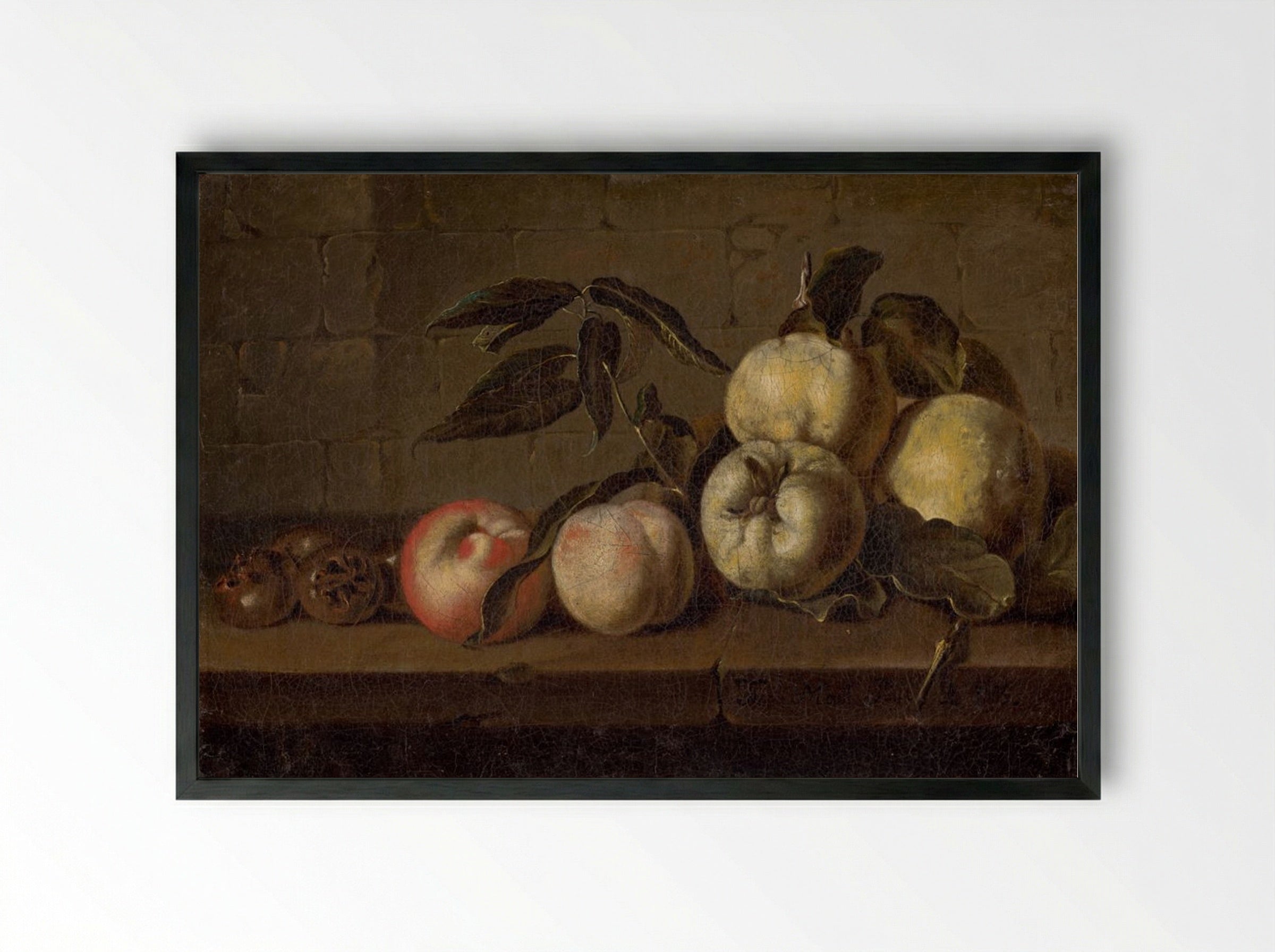 Still Life with Fruit - Fine Art Print - Framed Print Black