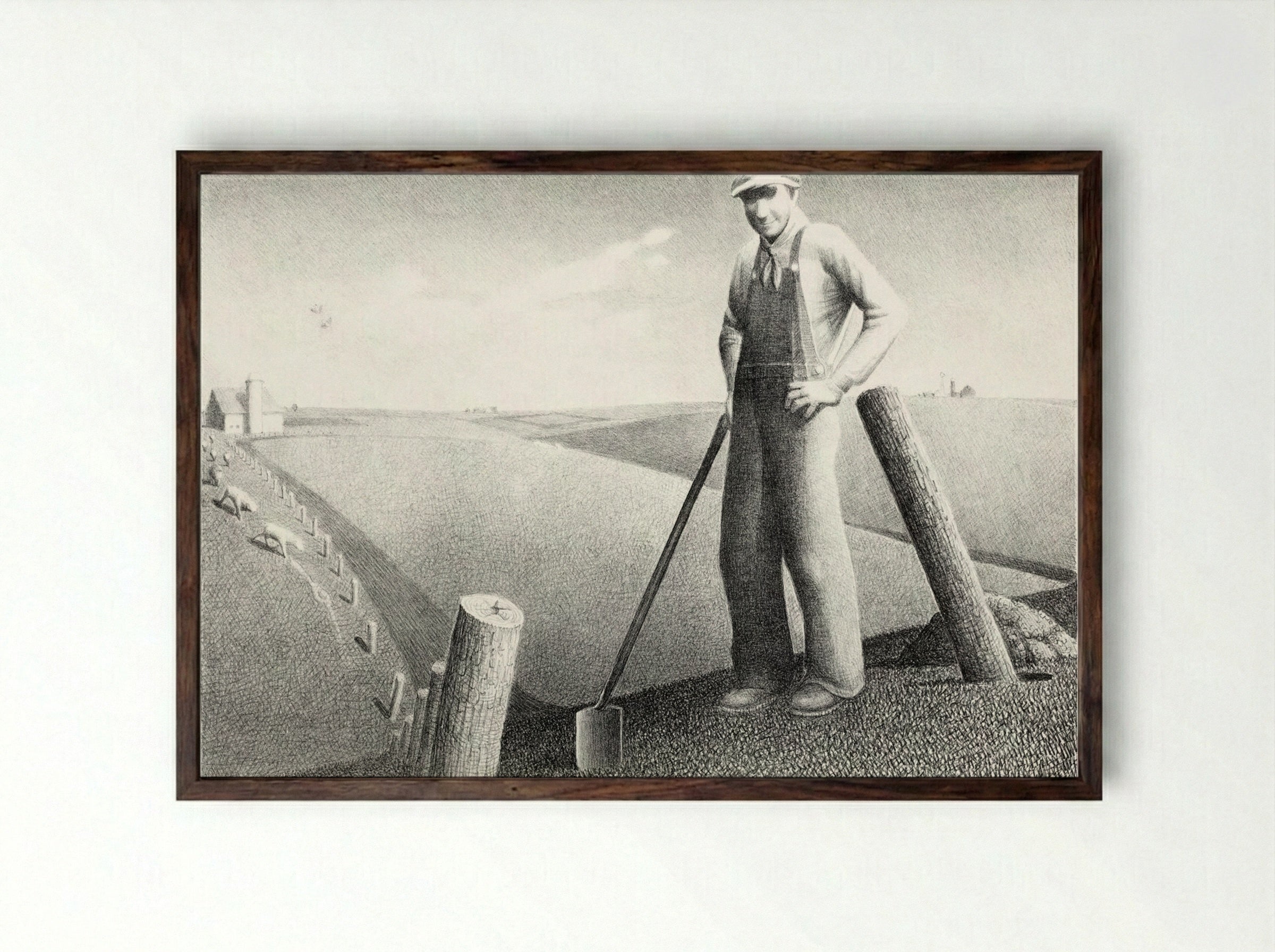 In the Spring - Grant Wood - Framed Print Dark Wood