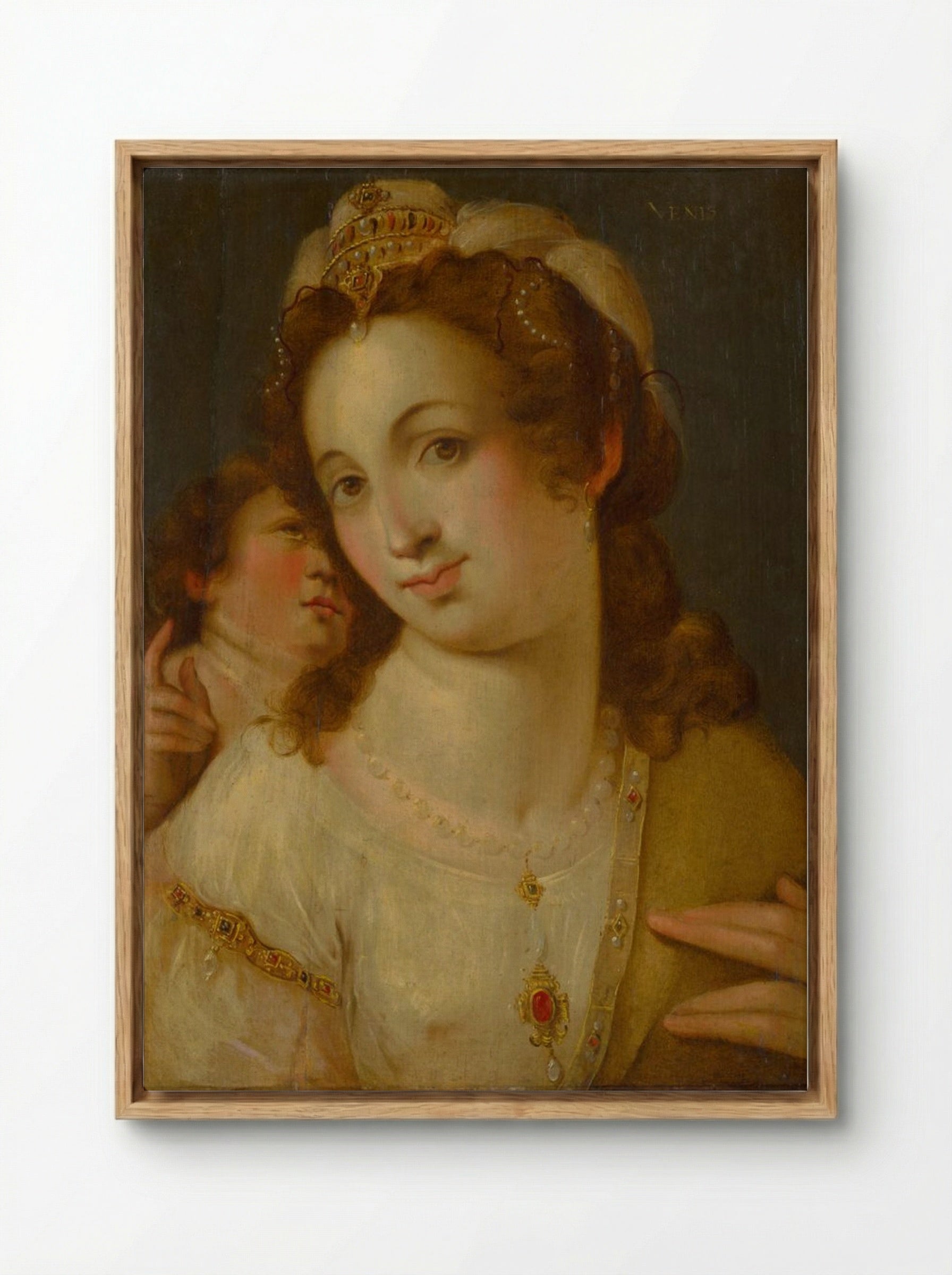 Venus and Cupid - Fine Art Print - Framed Canvas Wood