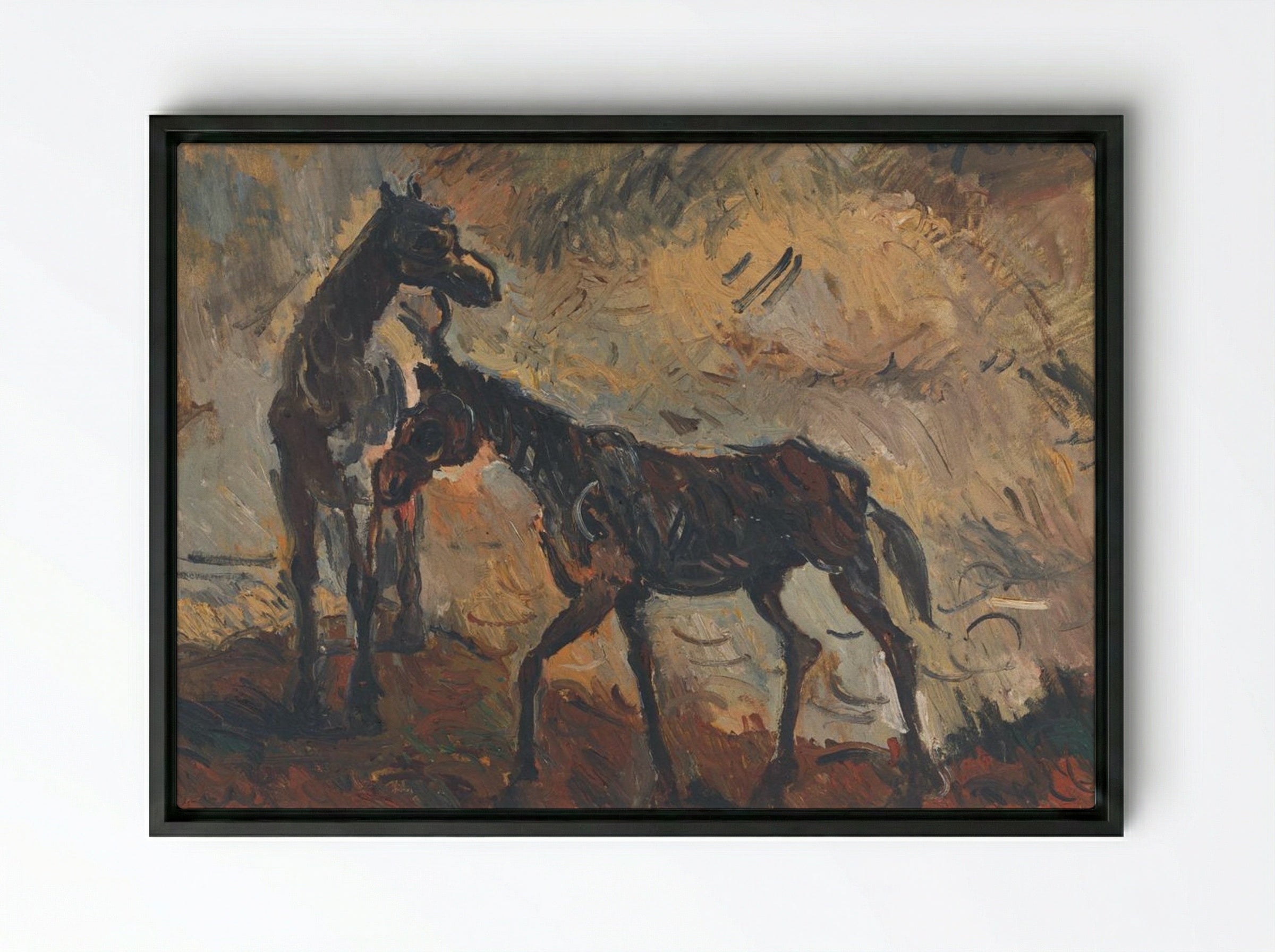 Runaway Horses - Cyprián Majerník - Framed Canvas Black