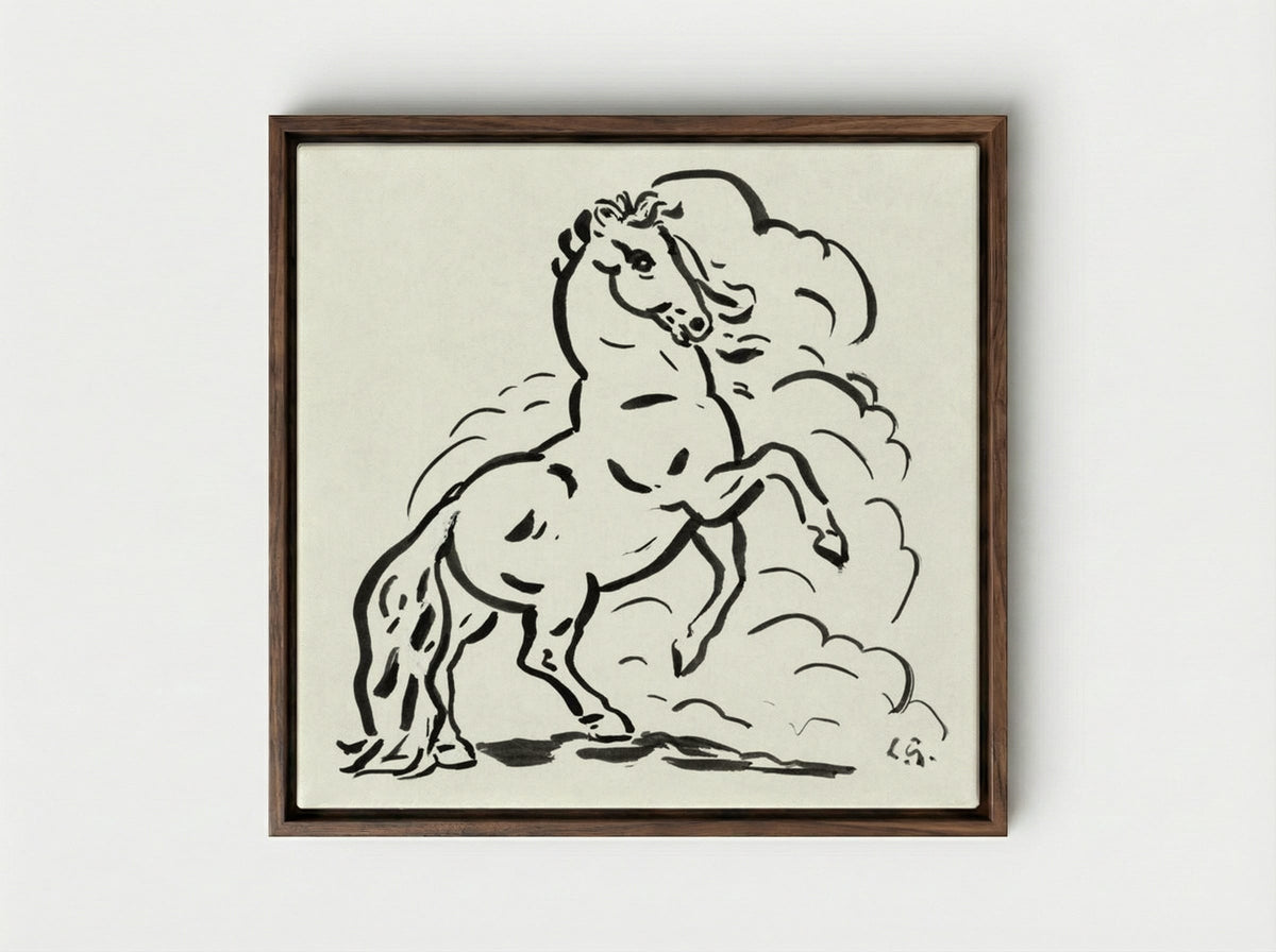 Rearing Horse - Leo Gestel - Framed Canvas Dark Wood