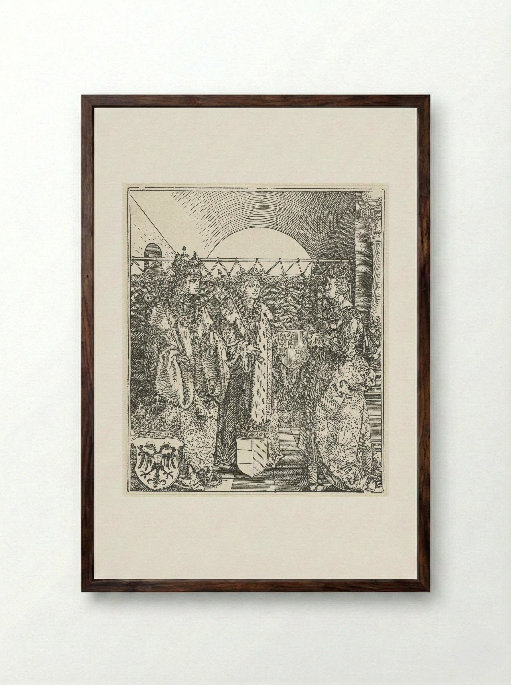 The Spanish Marriage of Philip the Handsome to Joanna of Castile - Albrecht Dürer - Framed Print Dark Wood