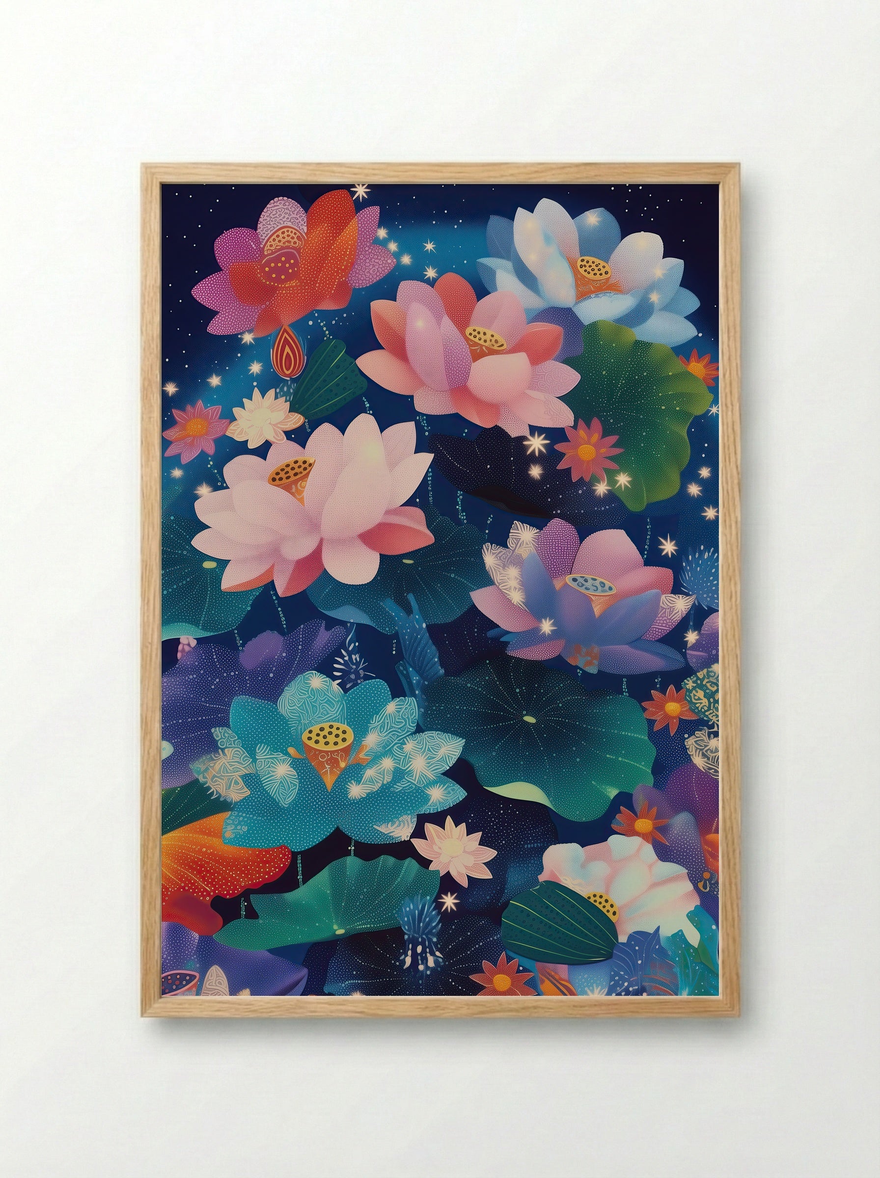 Celestial Bloomscape - Framed Print Wood