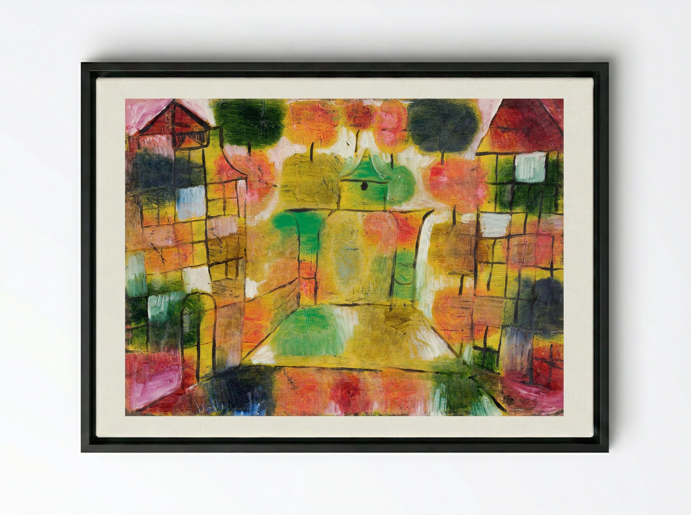 Tree and Architecture, Rhythms - Paul Klee - Framed Canvas Black