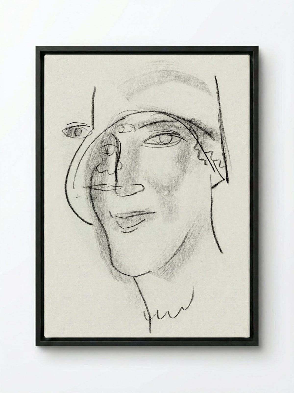 Woman's Head and Face - Leo Gestel - Framed Canvas Black