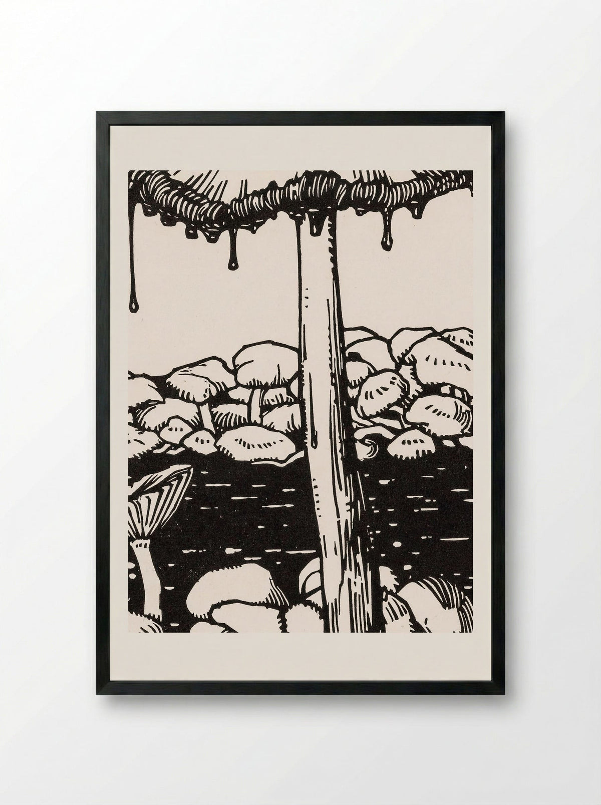 Dripping Mushroom - Julie de Graag - Framed Print Black