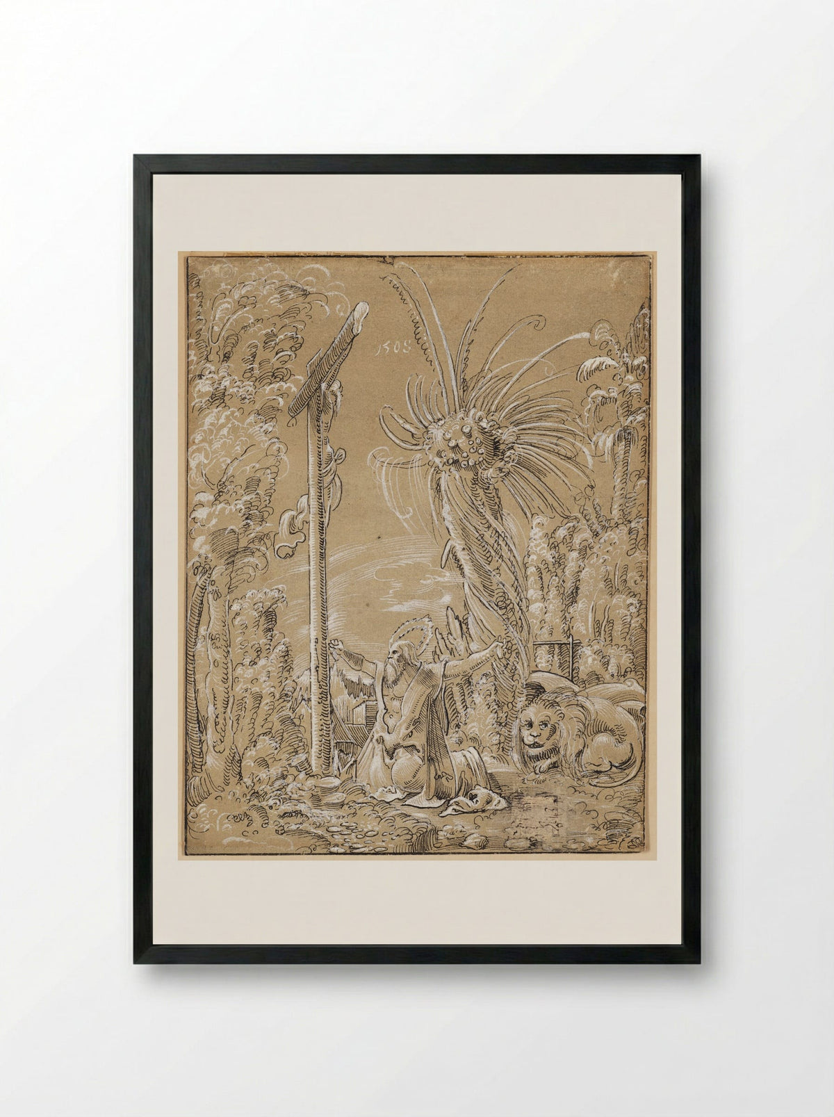 Saint Jerome in the Desert - Albrecht Altdorfer - Framed Print Black