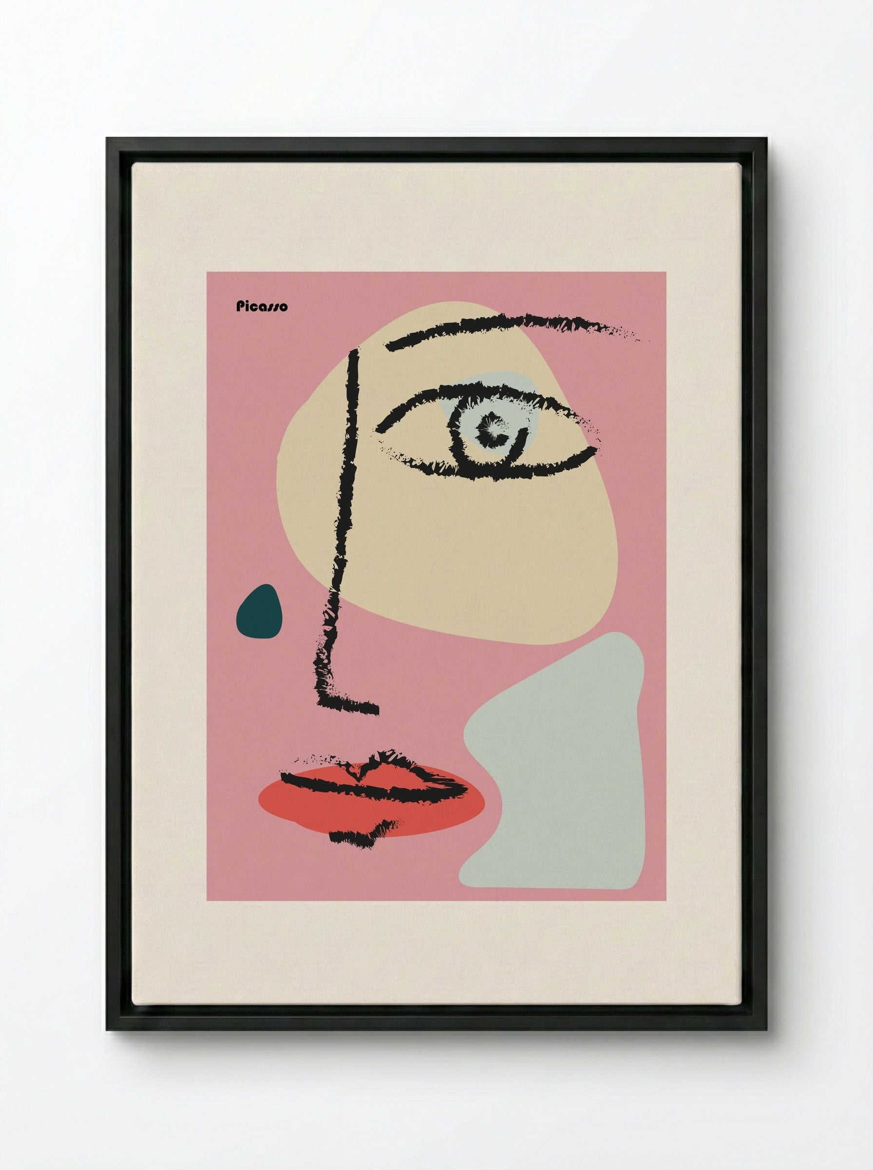 Abstract Face - Pablo Picasso - Framed Canvas Black