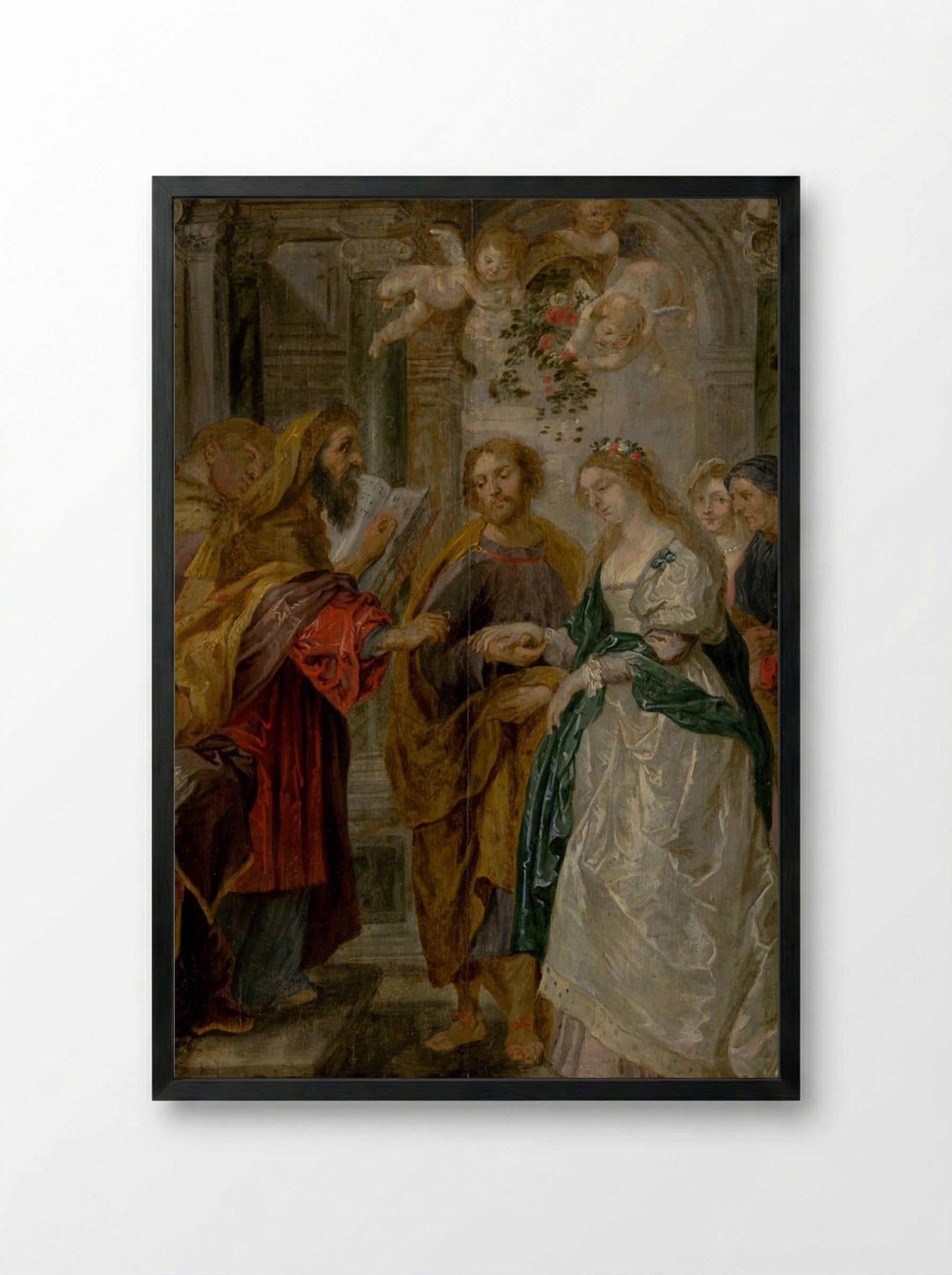 The Betrothal of the Virgin Mary - Peter Paul Rubens - Framed Print Black