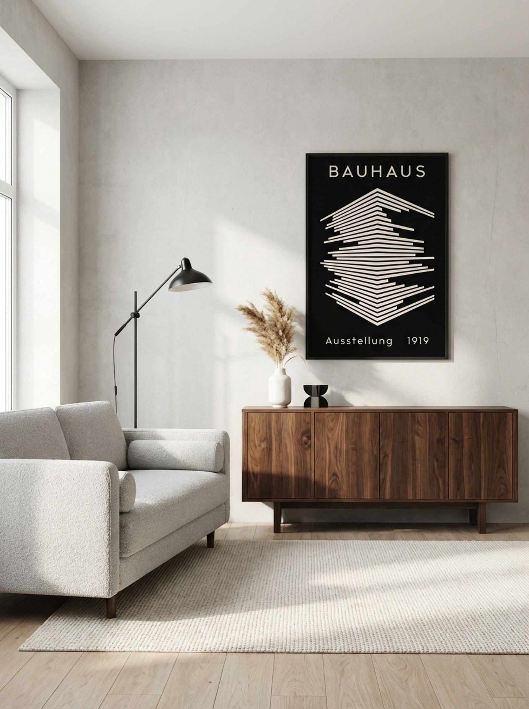 Bauhaus Architectural Lines on Black - Lifestyle