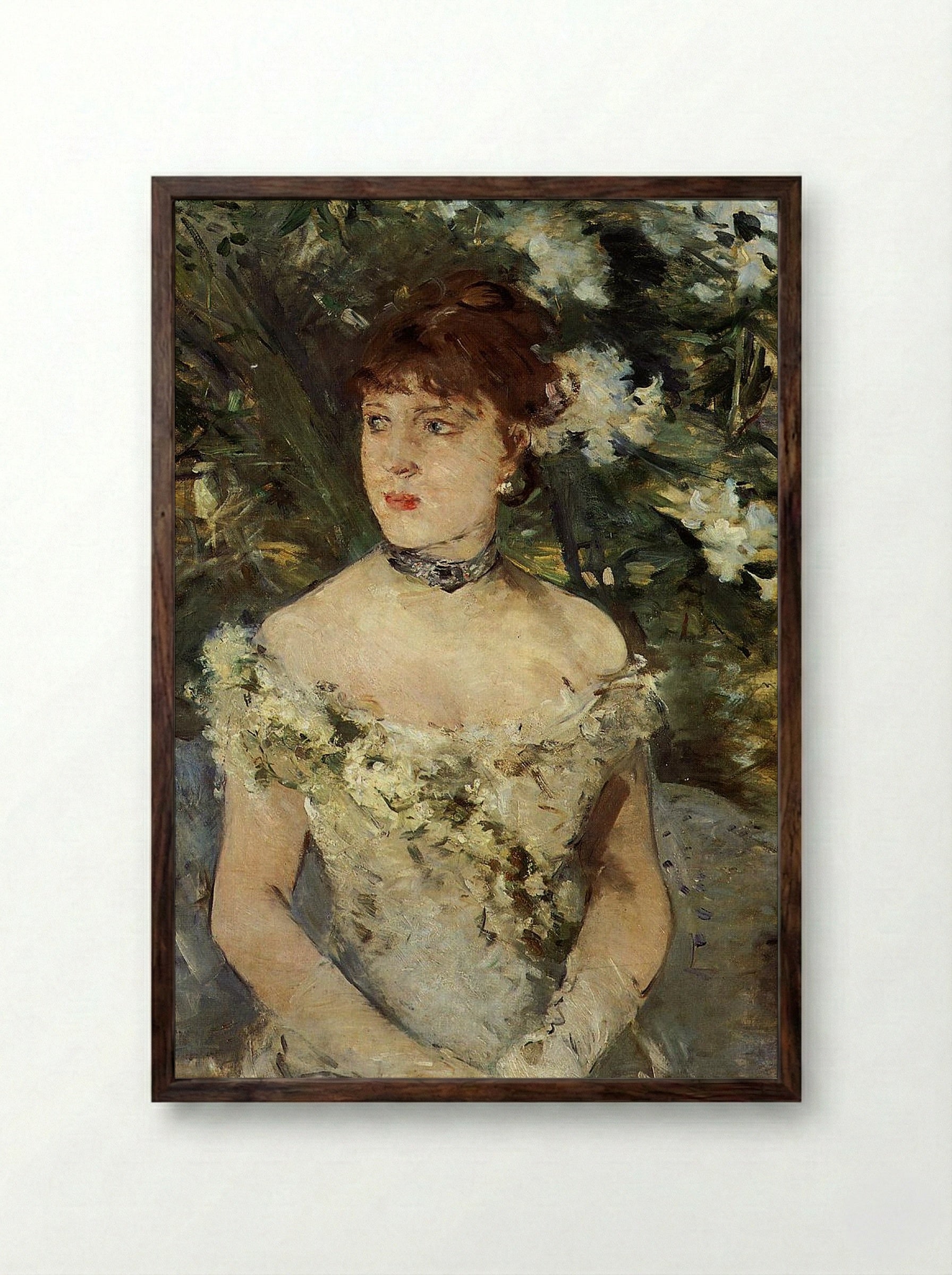 Young Girl in a Ball Gown - Berthe Morisot - Framed Print Dark Wood