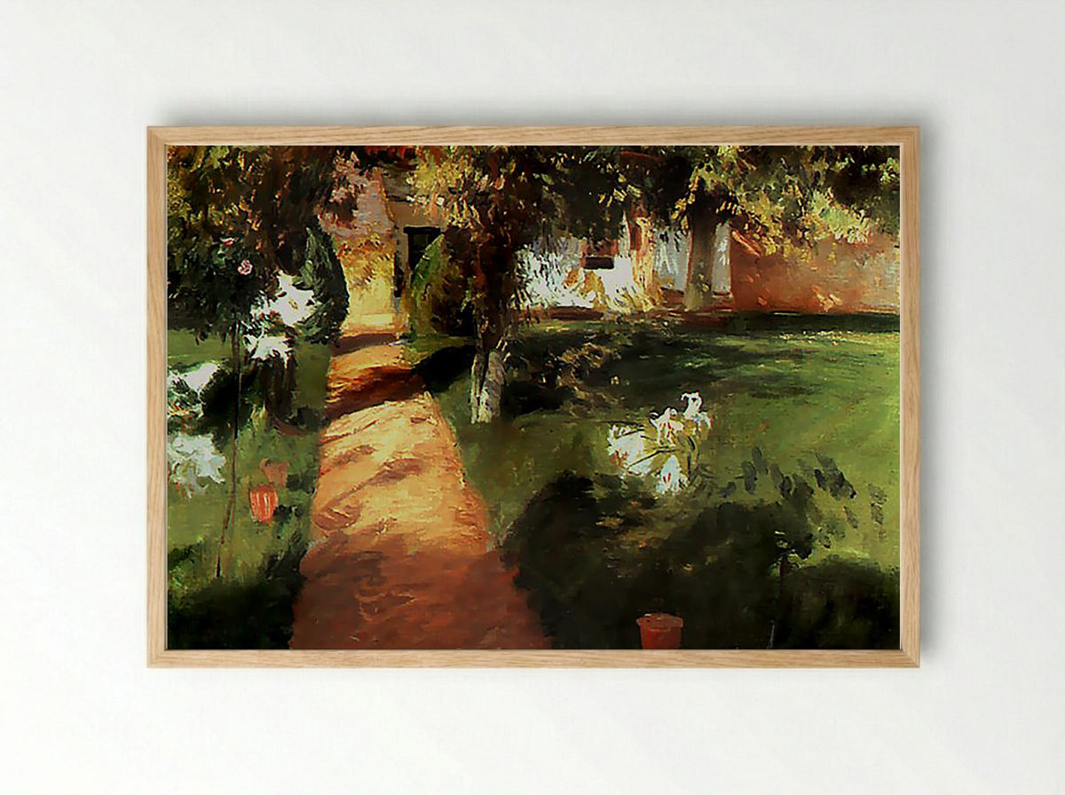 Untitled (Garden Path with Flowers) - Fine Art Print - Framed Print Wood