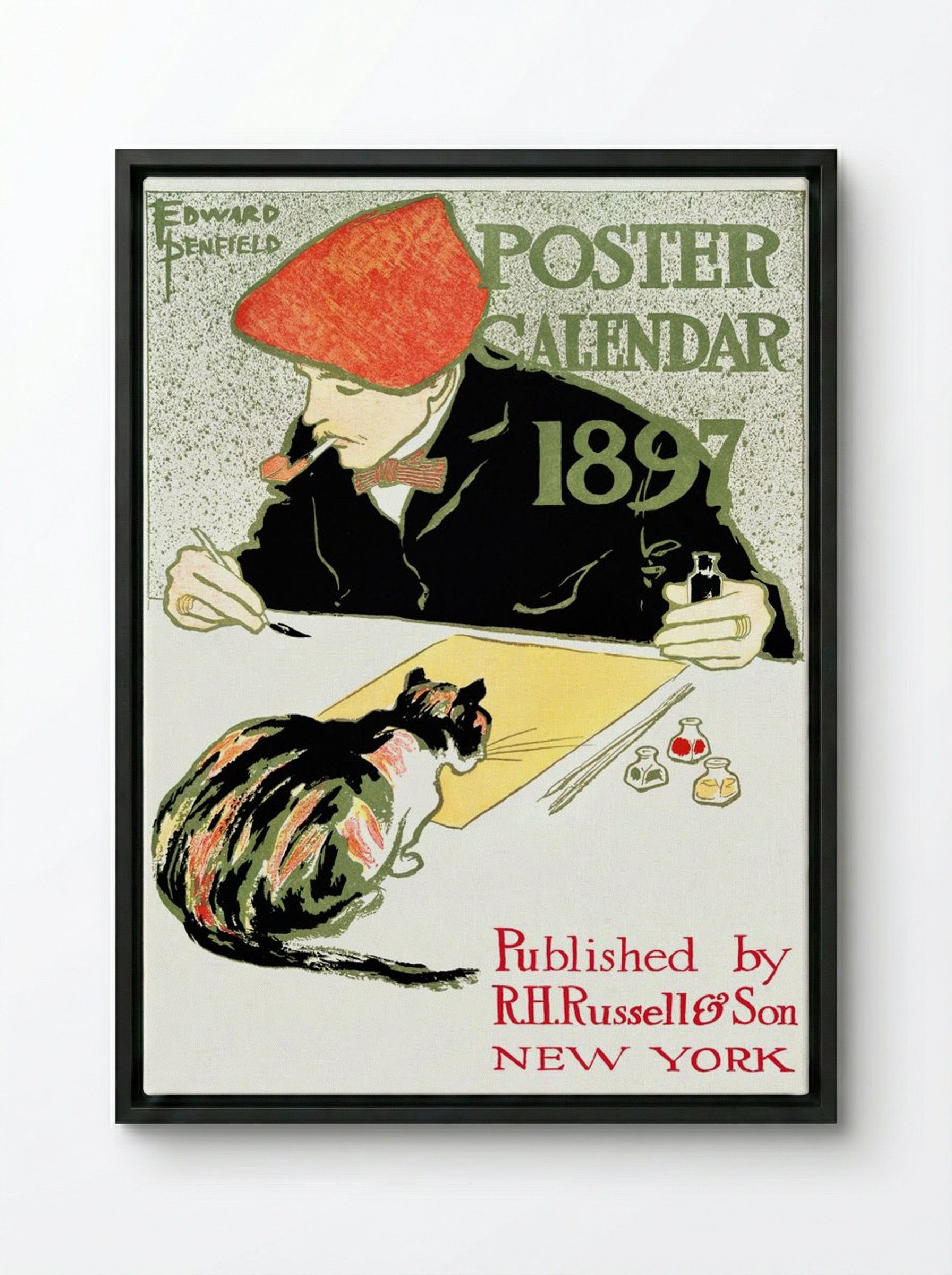 Poster Calendar 1897 - Edward Penfield - Framed Canvas Black