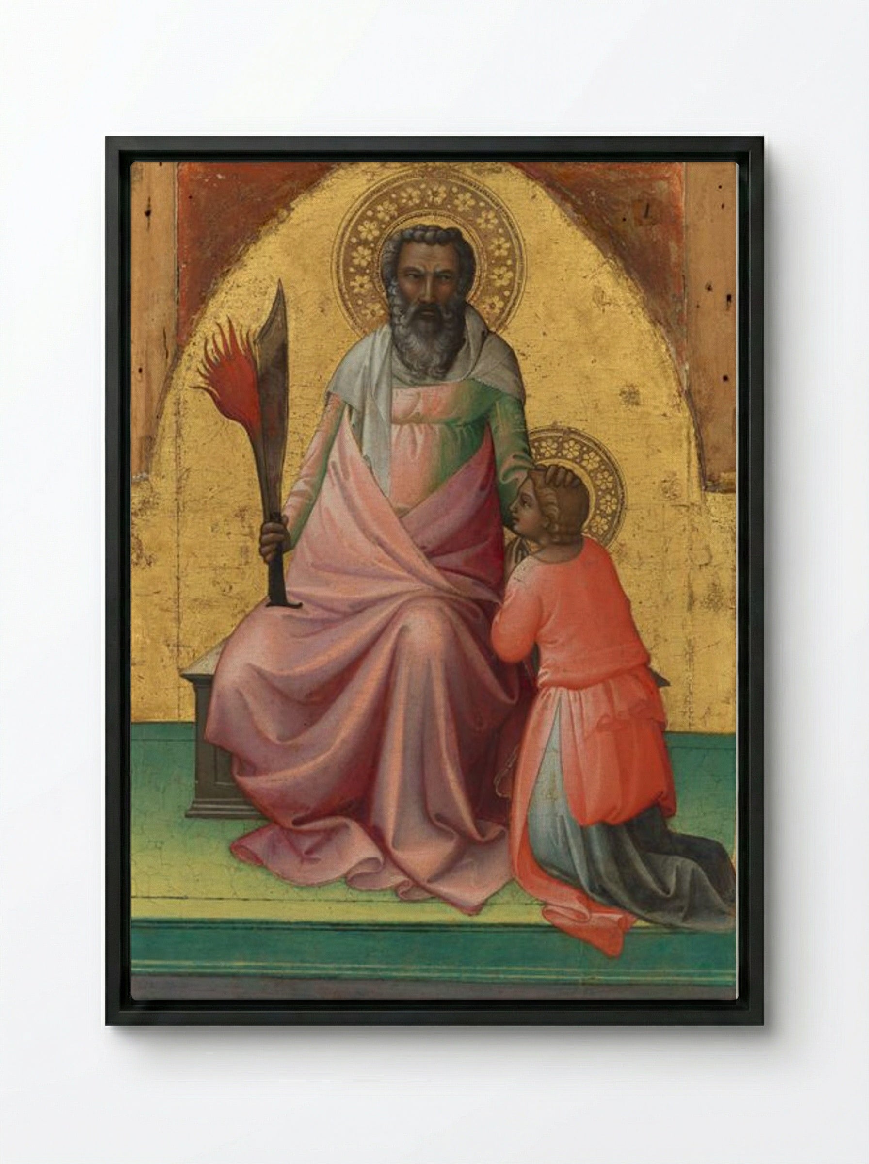 Abraham Sacrificing Isaac - Lorenzo Monaco - Framed Canvas Black
