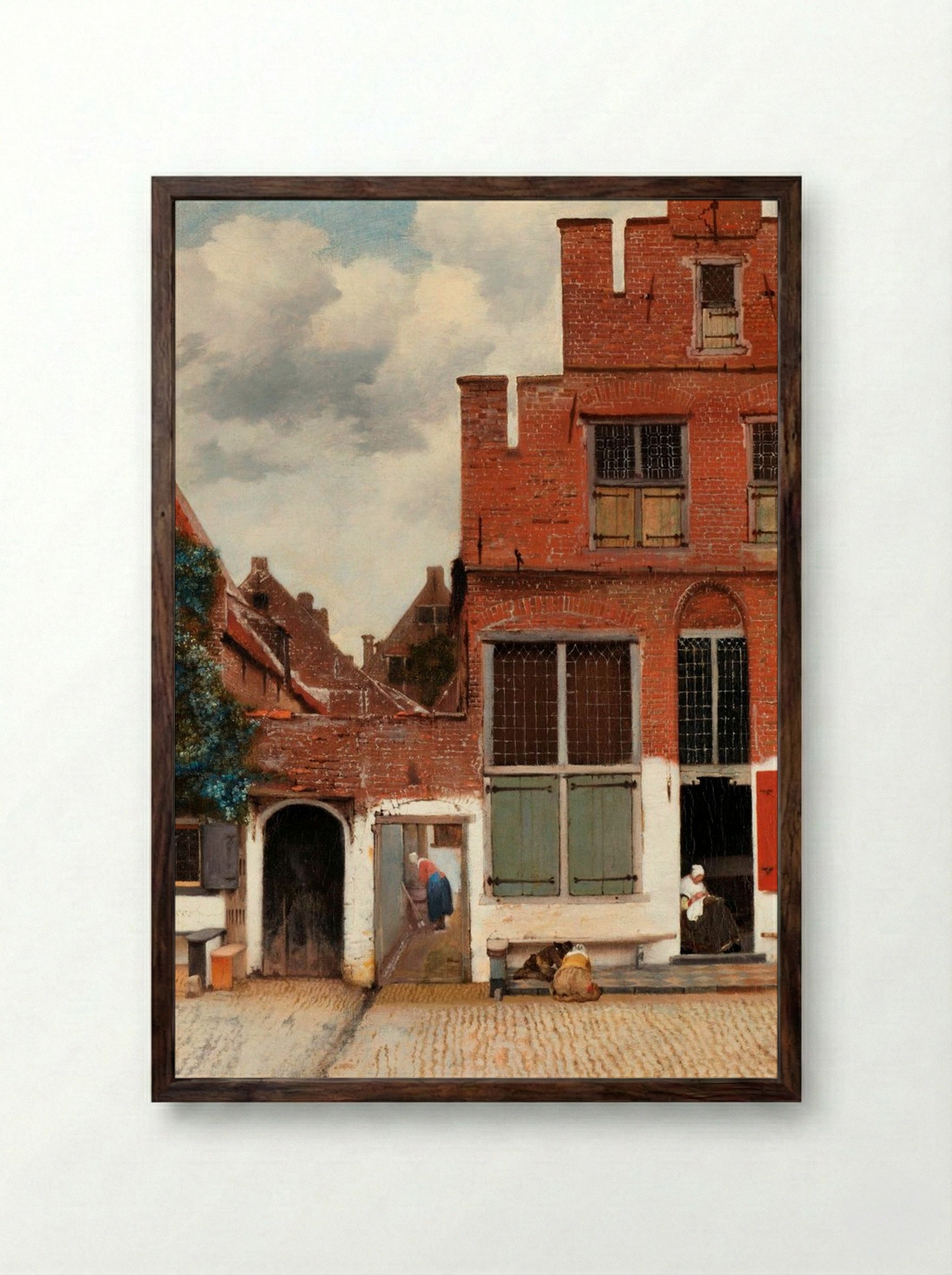 The Little Street - Johannes Vermeer - Framed Print Dark Wood