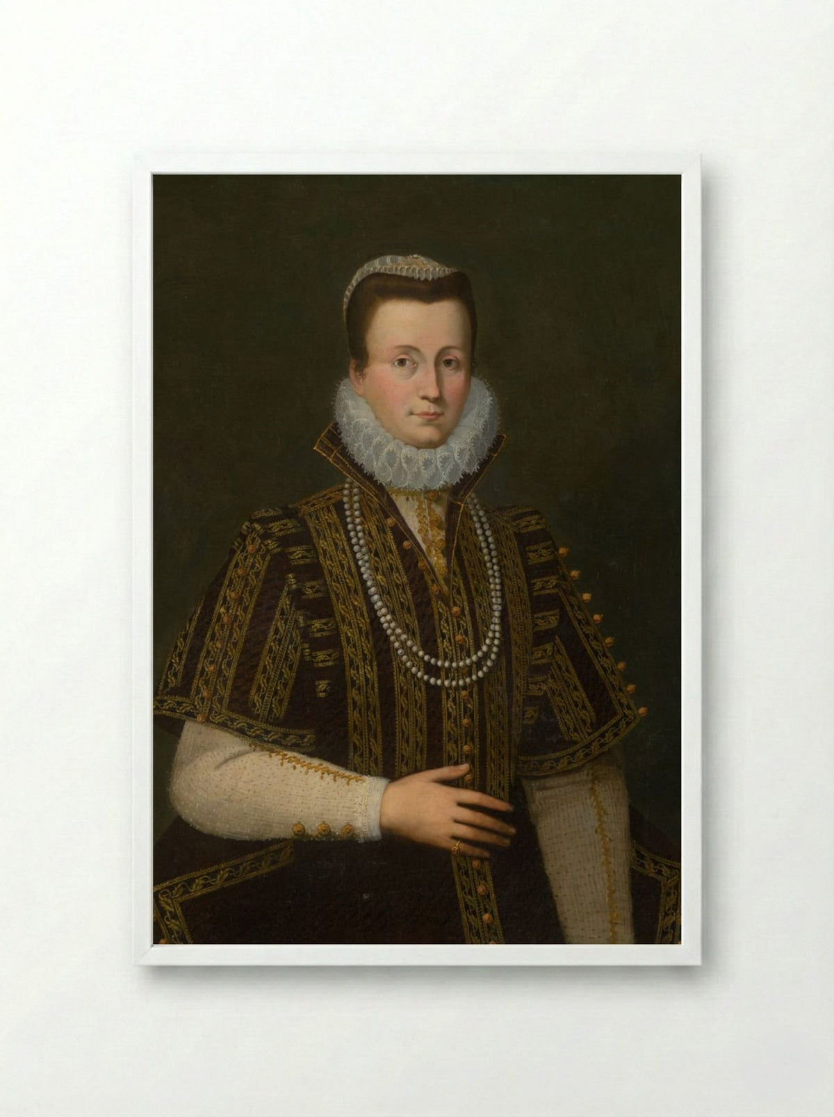 Portrait of a Lady with White Ruff - Fine Art Print - Framed Print White