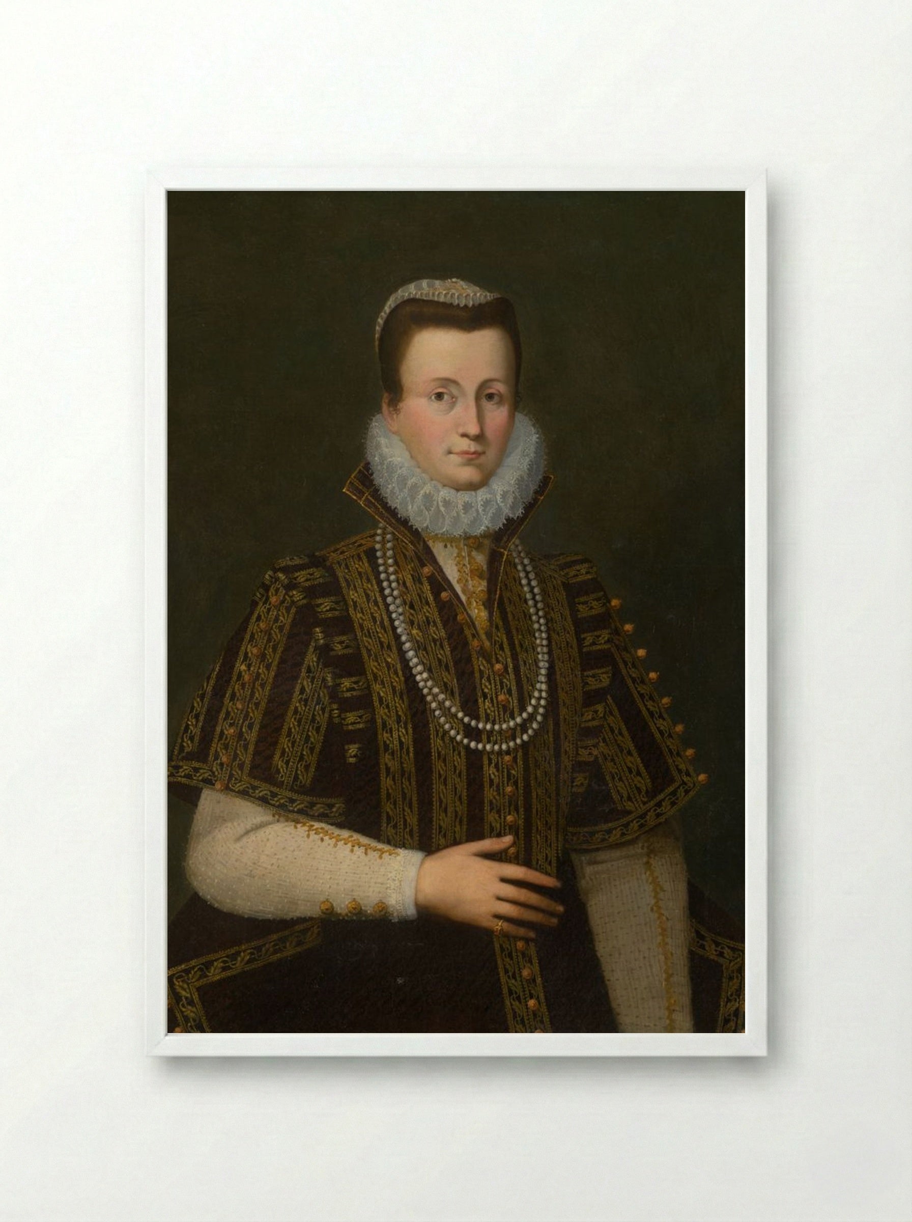 Portrait of a Lady with White Ruff - Fine Art Print - Framed Print White