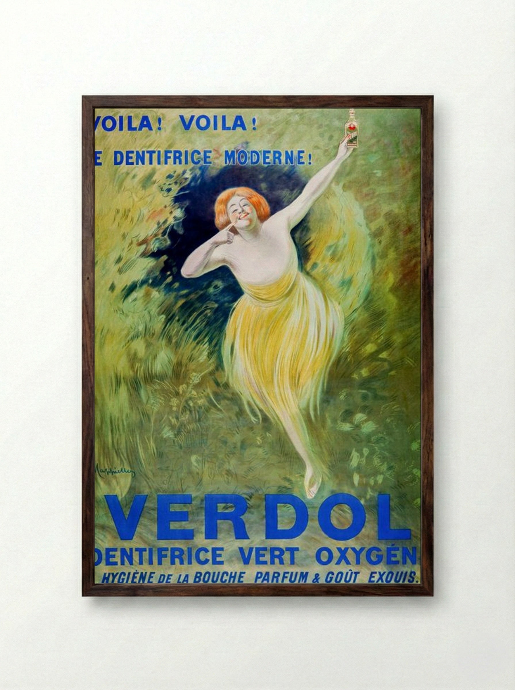 Verdol Oxygenated Green Toothpaste - Leonetto Cappiello - Framed Print Dark Wood