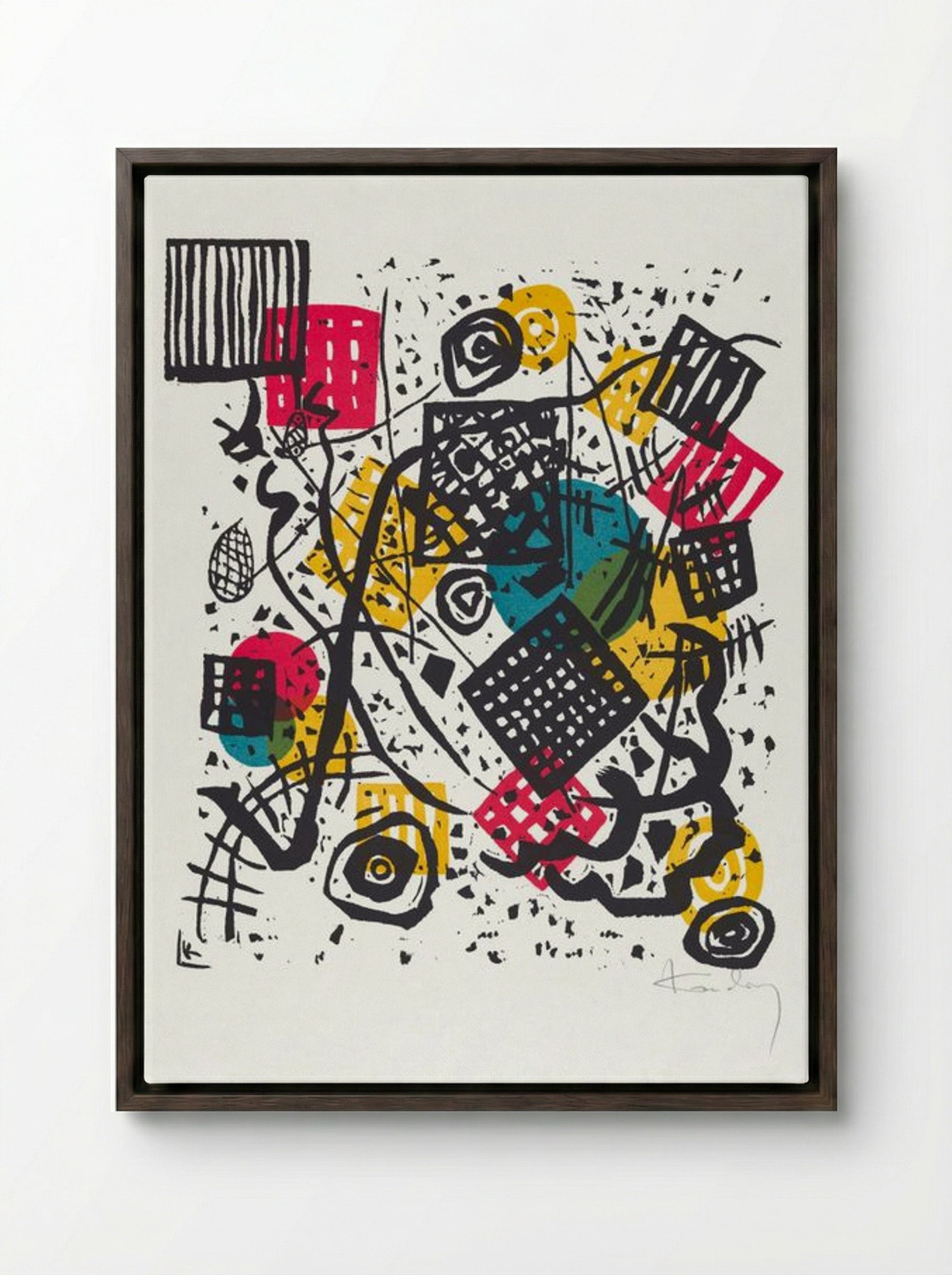 Kleine Welten V (Small Worlds V) - Wassily Kandinsky - Framed Canvas Dark Wood