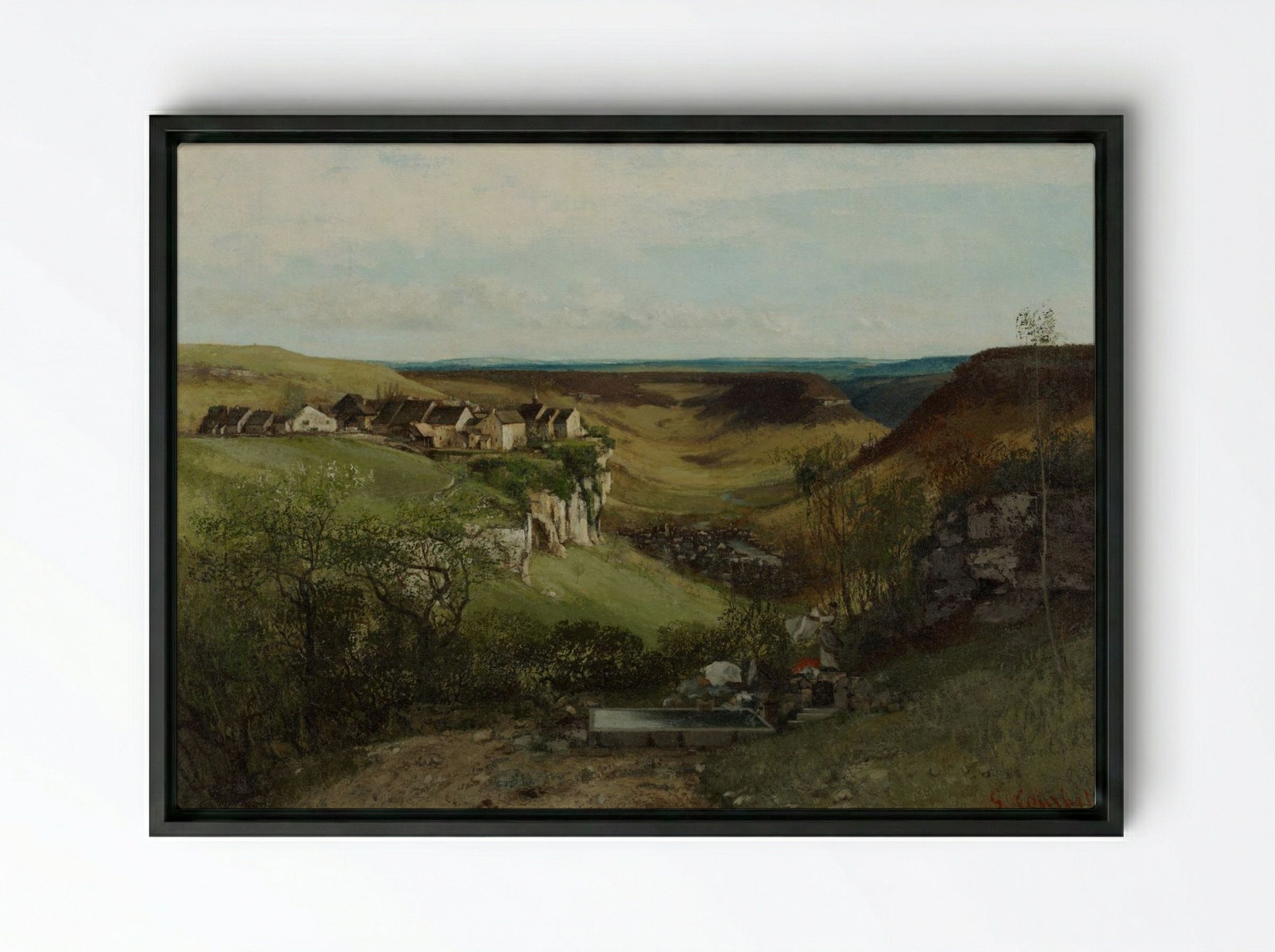 Château d'Ornans - Gustave Courbet - Framed Canvas Black