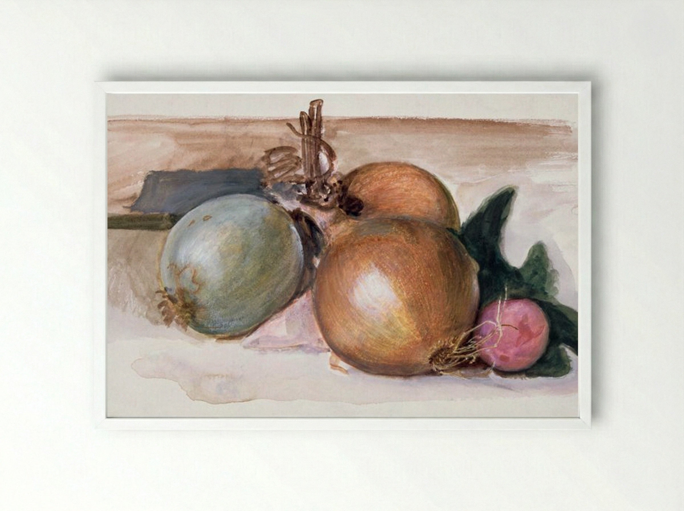 Still-Life - Study of Onions - Edward Burne-Jones - Framed Print White