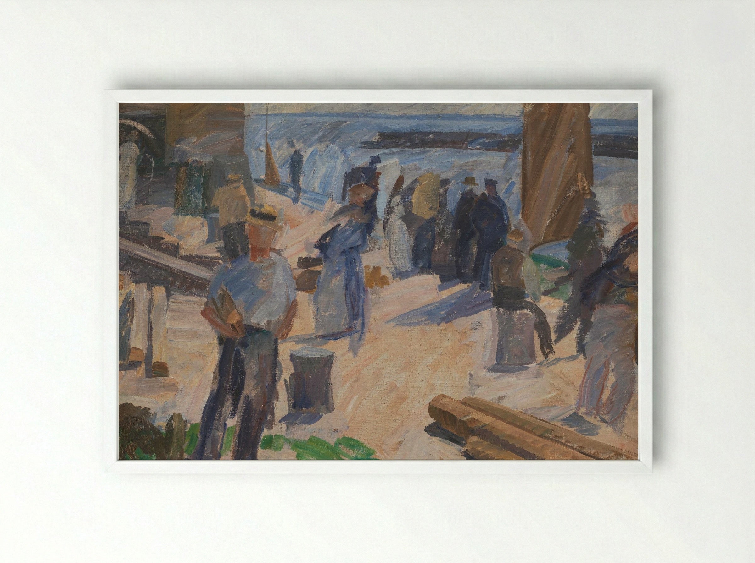 The Mail Boat is Coming, Christianshavn - Edvard Weie - Framed Print White