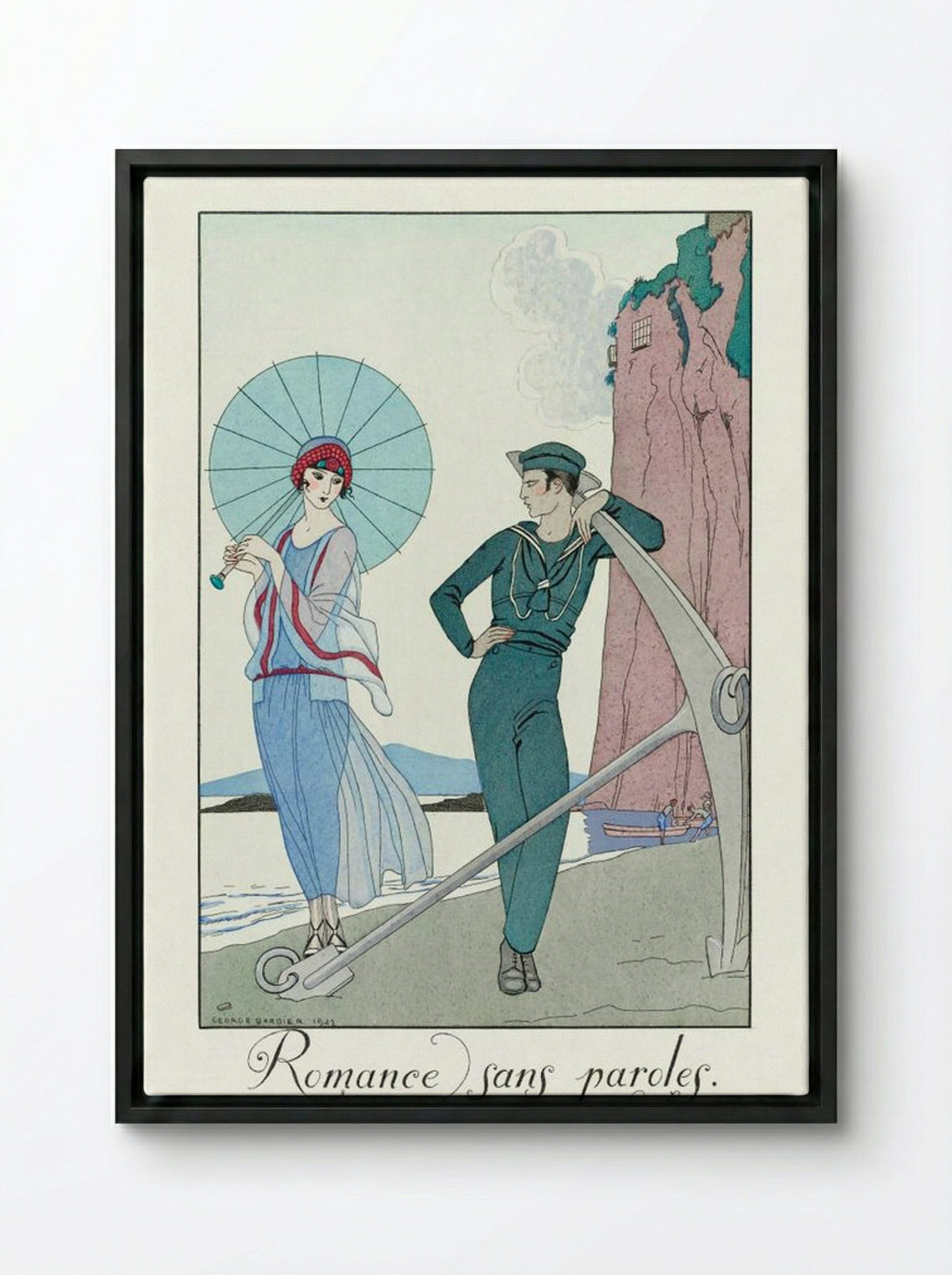 Romance sans paroles - George Barbier - Framed Canvas Black