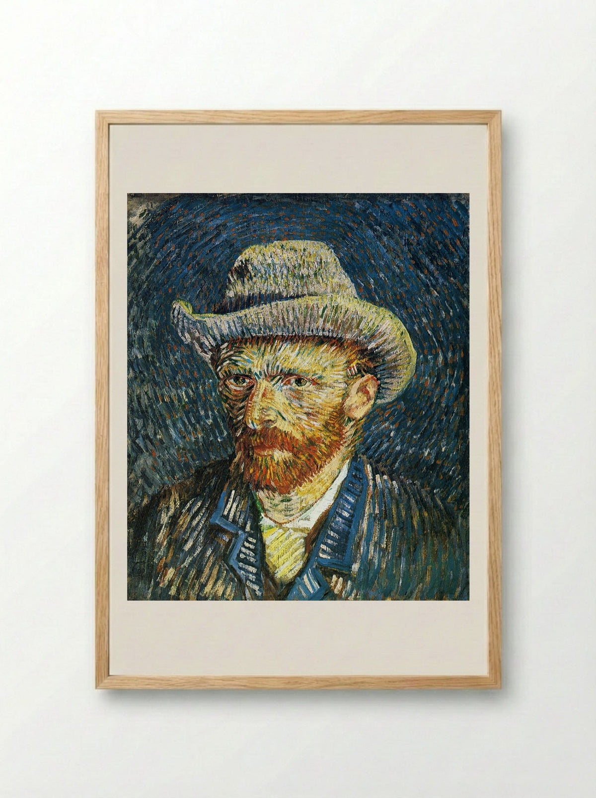 Self-Portrait with Felt Hat - Vincent van Gogh - Framed Print Wood