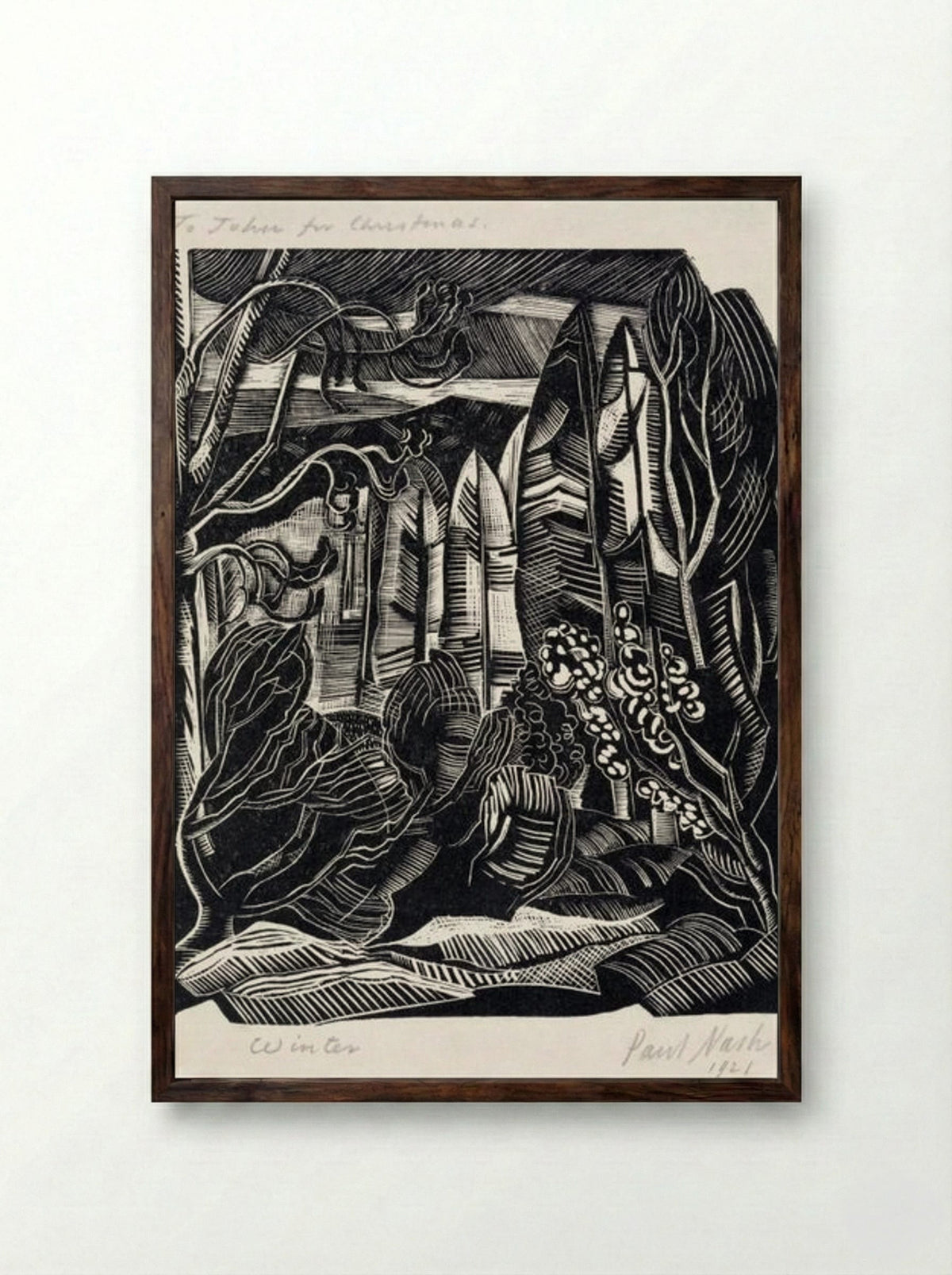Winter, Hampden - Paul Nash - Framed Print Dark Wood