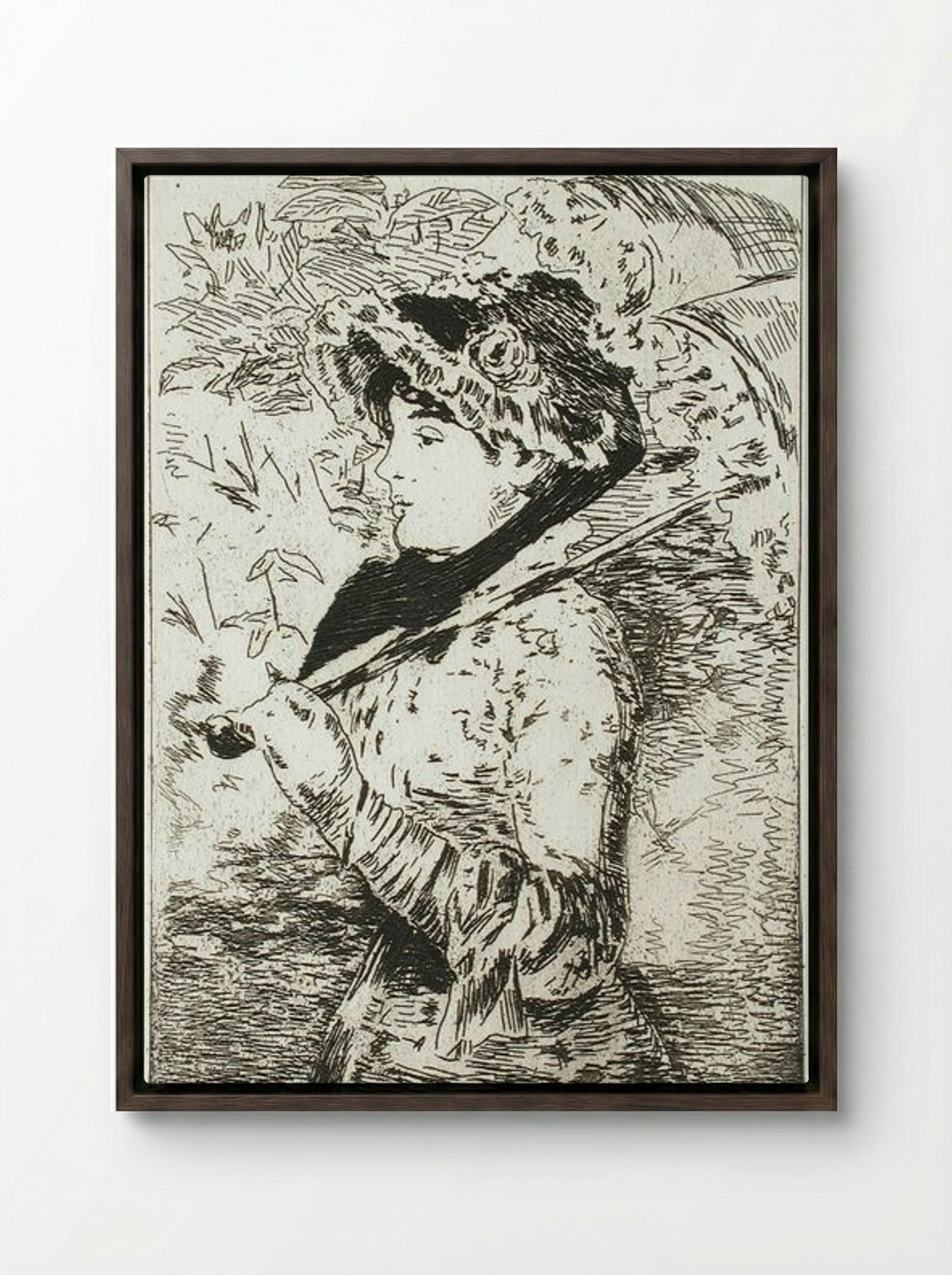 Jeanne (Spring) (Jeanne II) - Édouard Manet - Framed Canvas Dark Wood