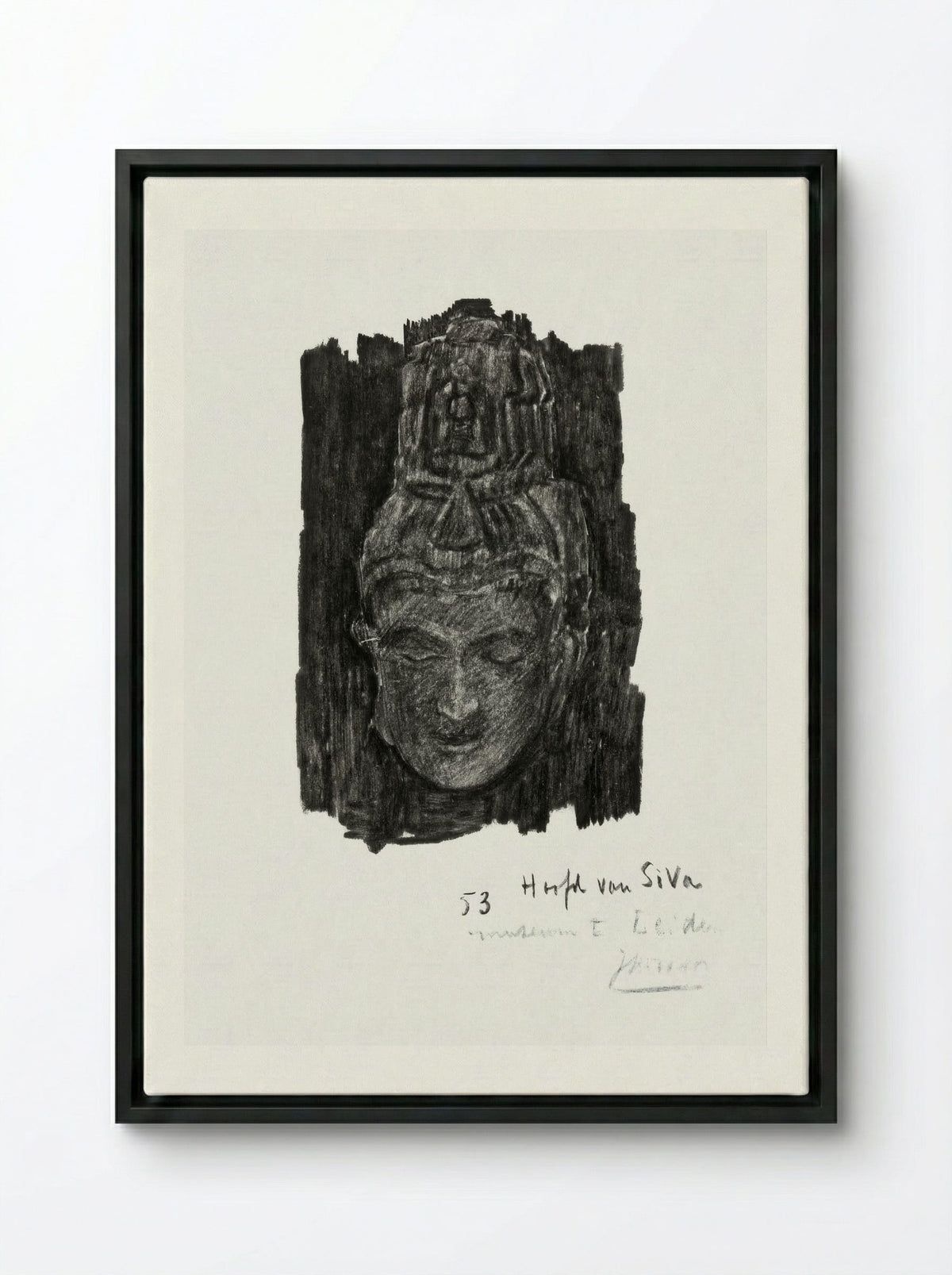 Study of Head of Shiva in the Museum of Ethnology in Leiden - Jan Toorop - Framed Canvas Black