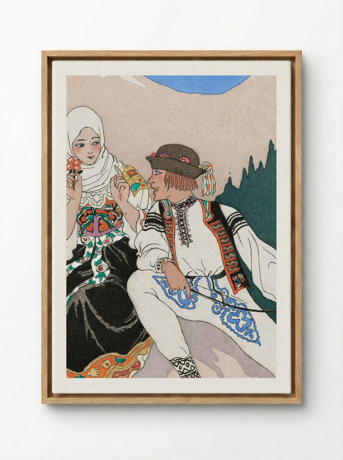 Le Langage des Fleurs - George Barbier - Framed Canvas Wood