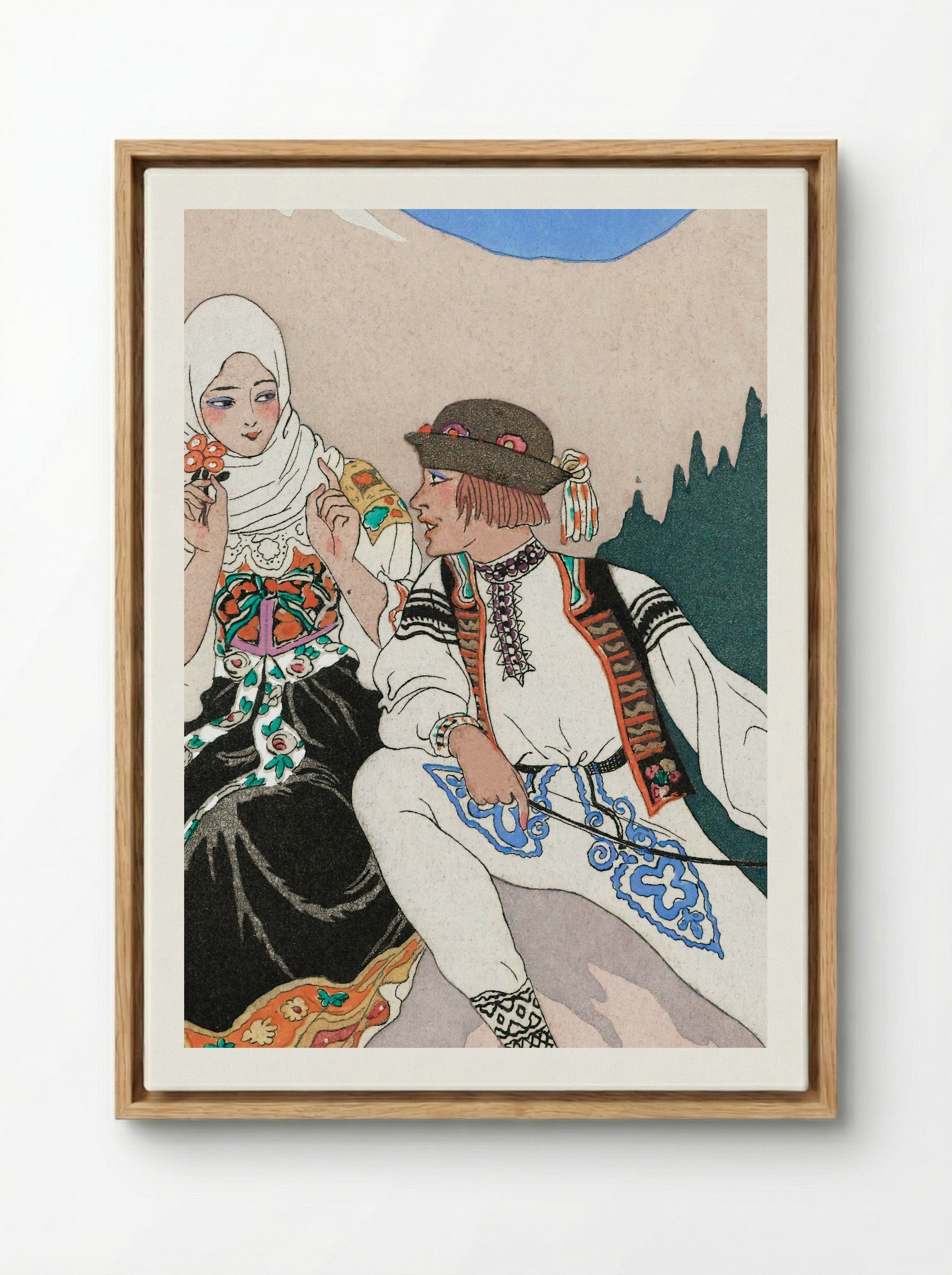 Le Langage des Fleurs - George Barbier - Framed Canvas Wood