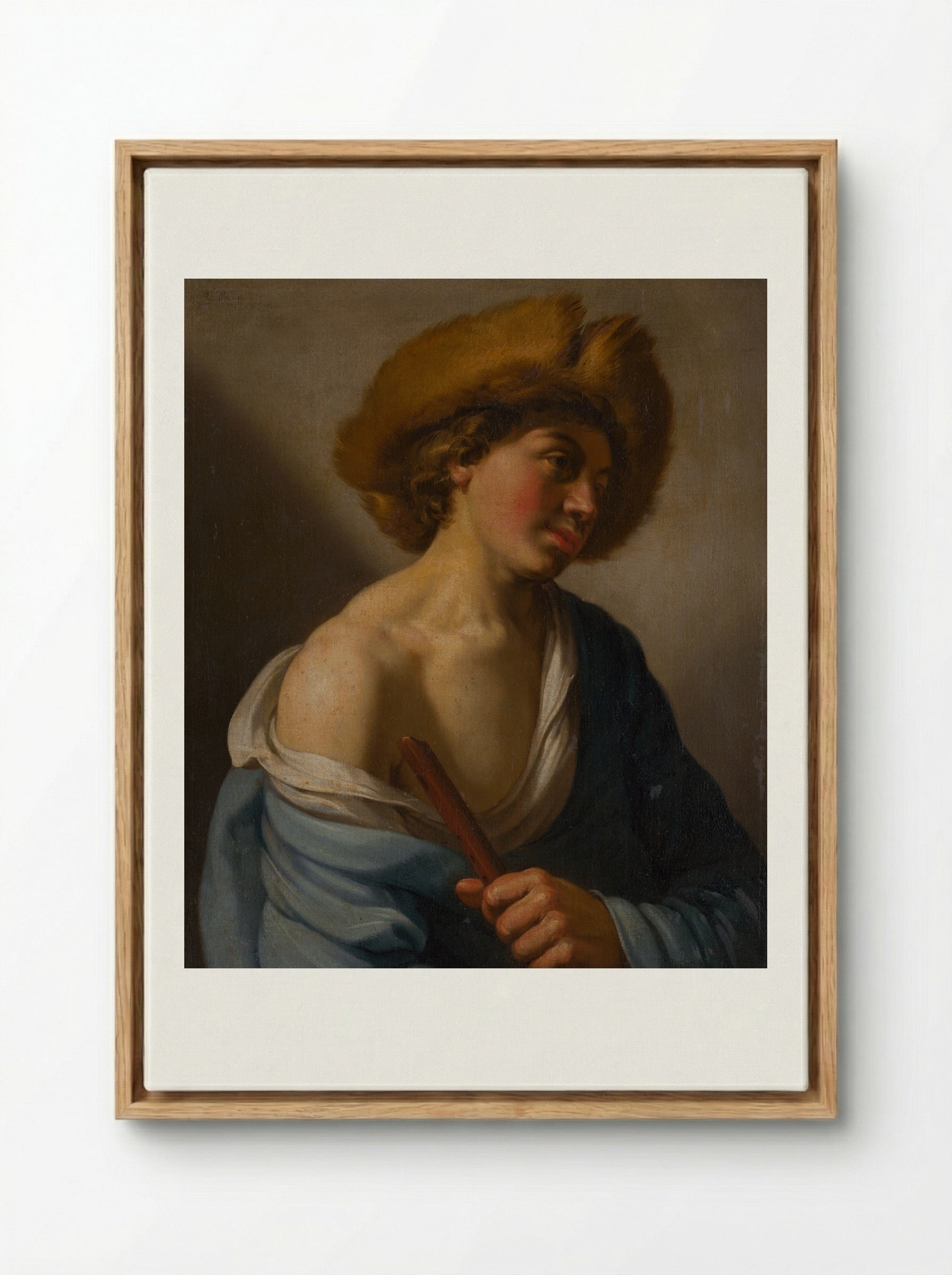 Shepherd with a Flute - Hendrick ter Brugghen - Framed Canvas Wood