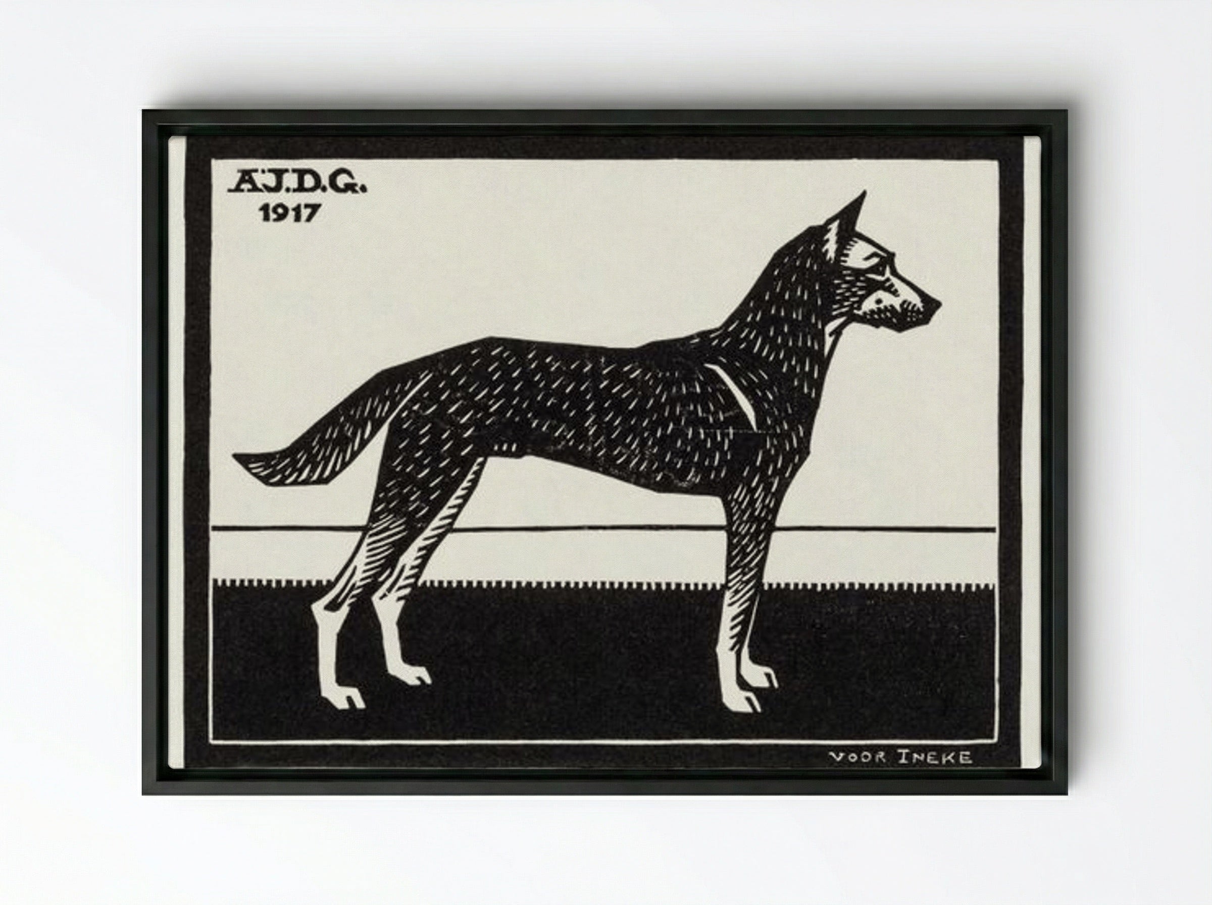 Dog - Julie de Graag - Framed Canvas Black