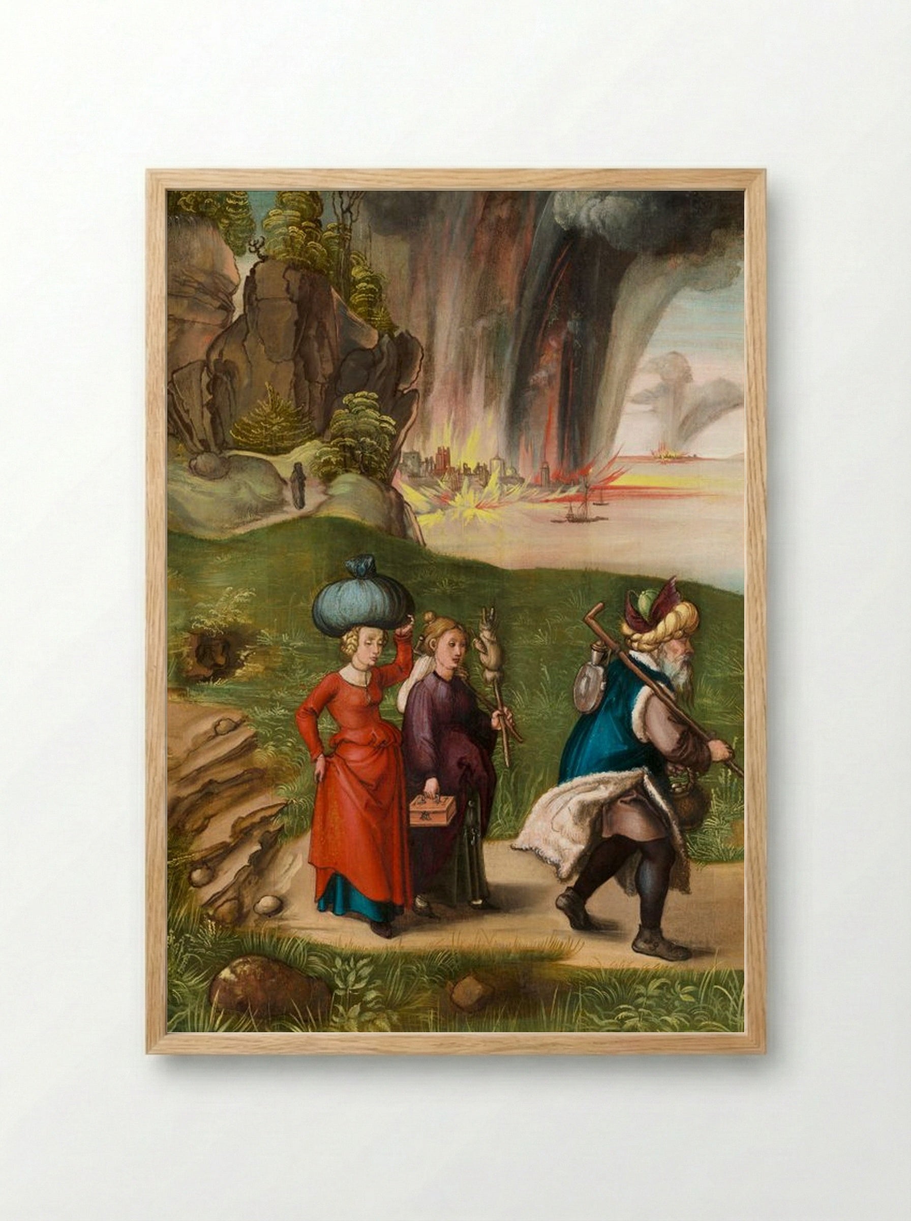 The Destruction of Sodom (Reverse of Madonna and Child) - Albrecht Dürer - Framed Print Wood