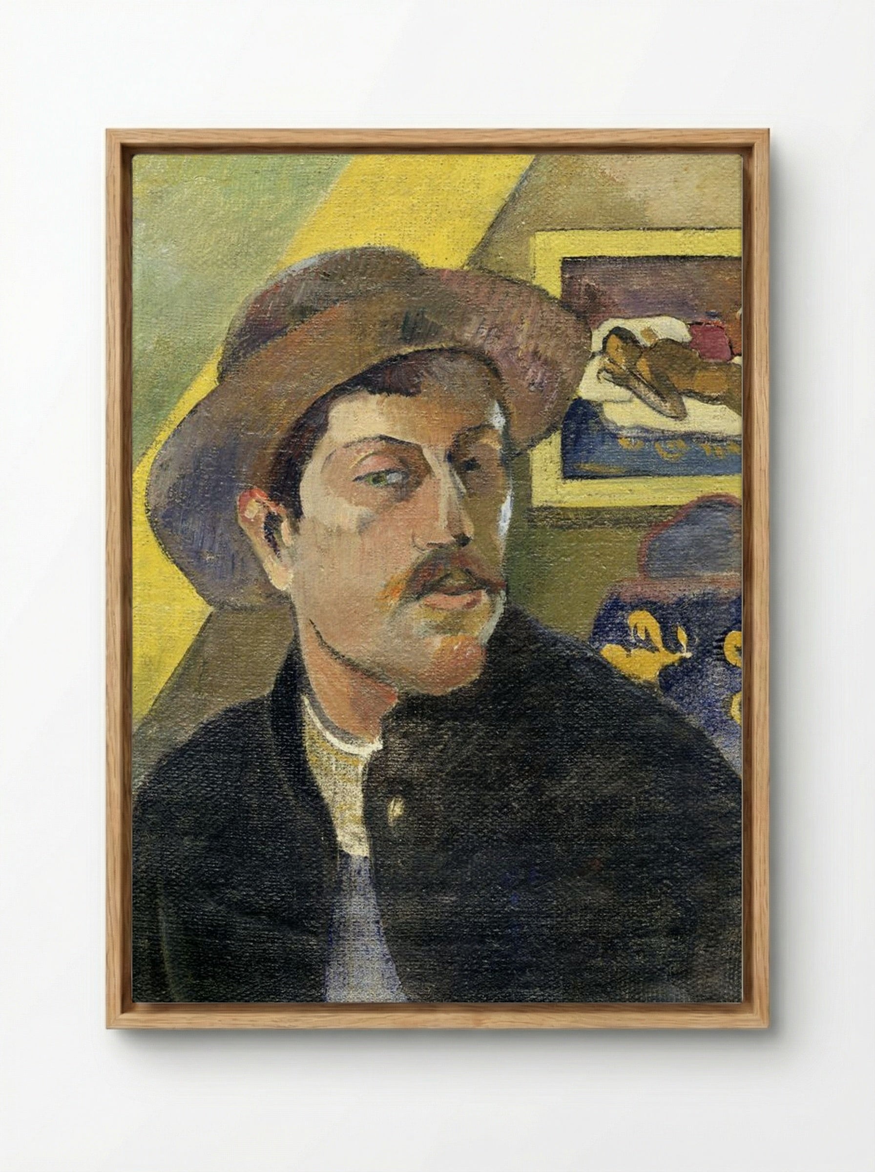 Self-Portrait in a Hat - Paul Gauguin - Framed Canvas Wood