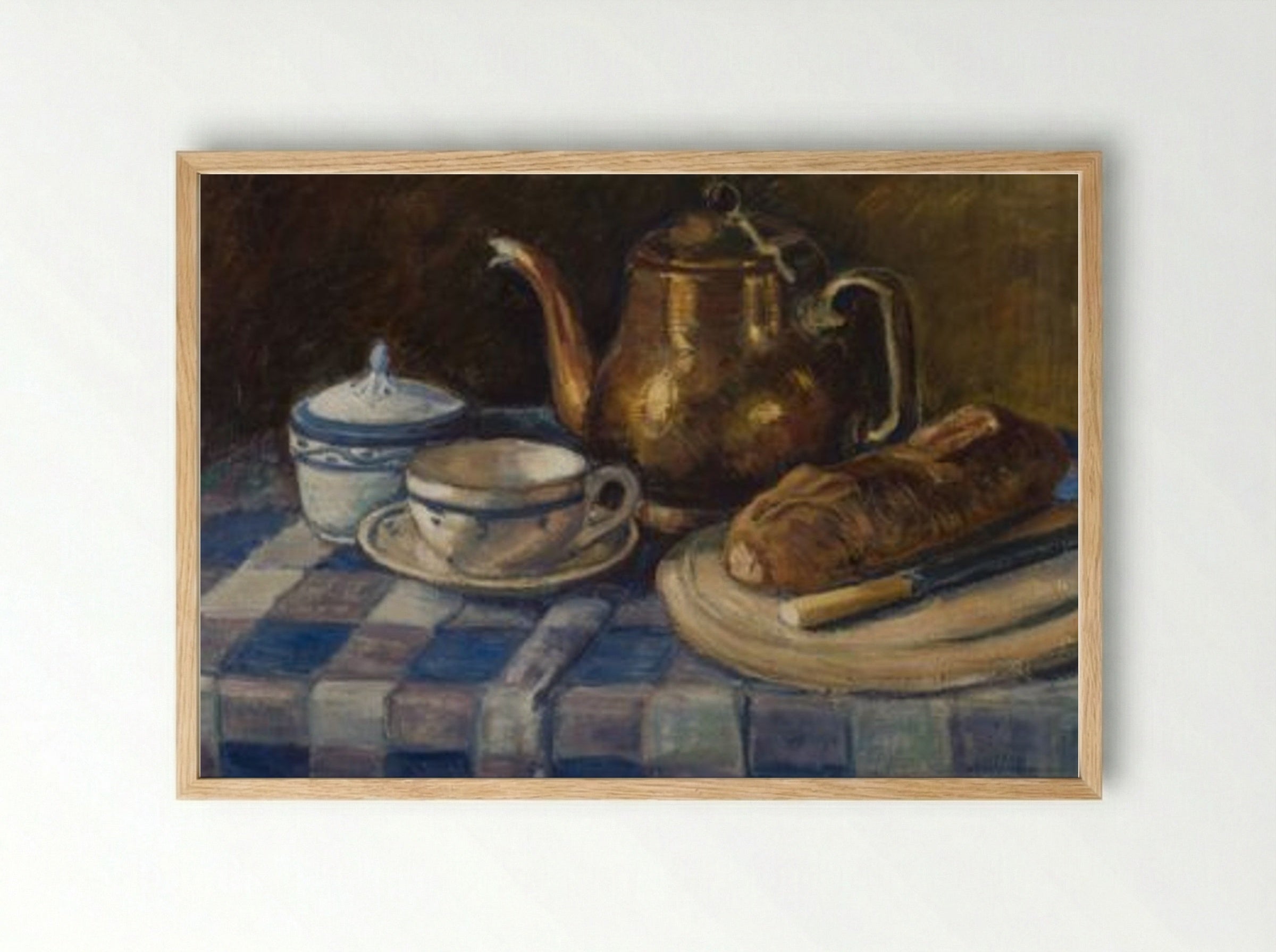 Still Life with Teapot and Bread - Alfred William Finch - Framed Print Wood