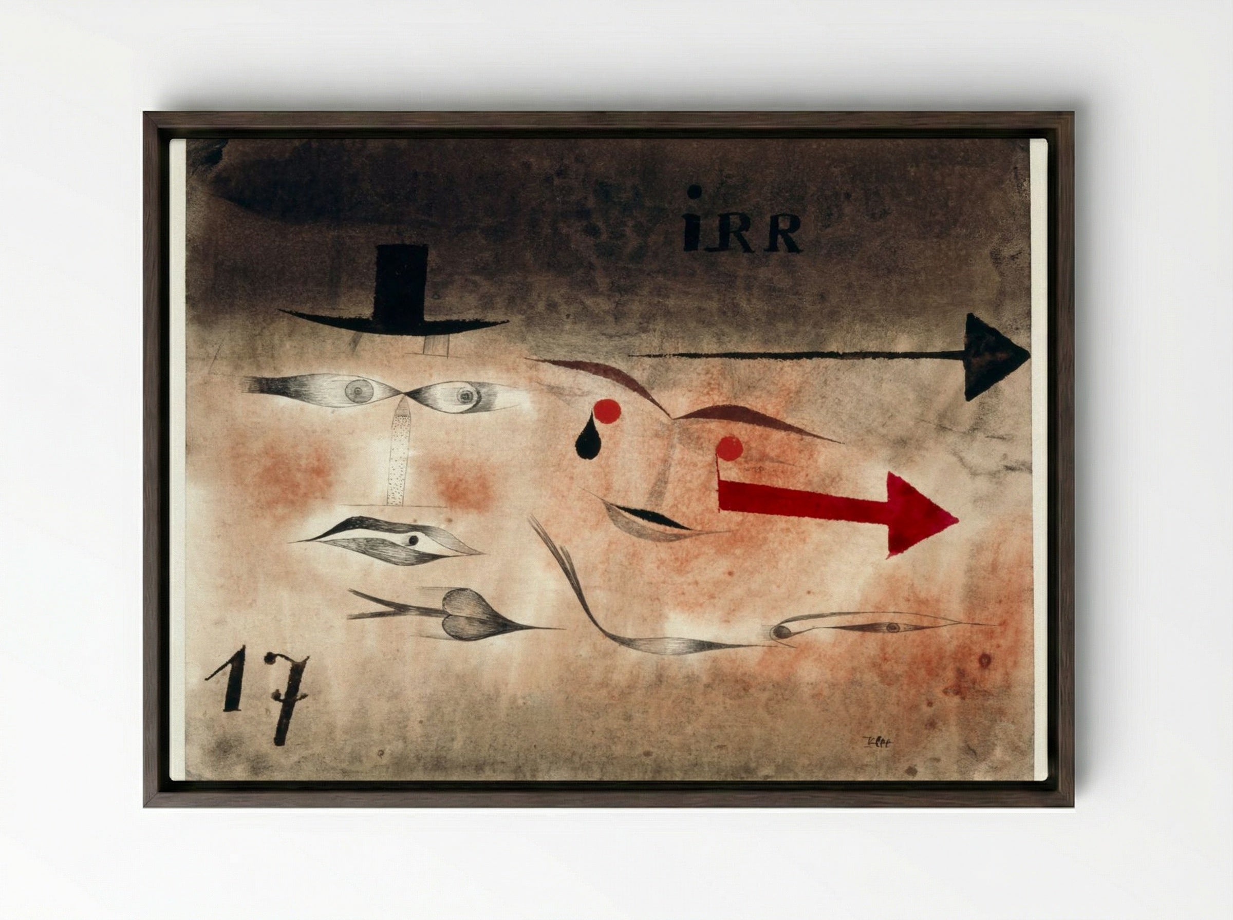 Seventeen Crazy! (Siebzehn Verrückt!) - Paul Klee - Framed Canvas Dark Wood