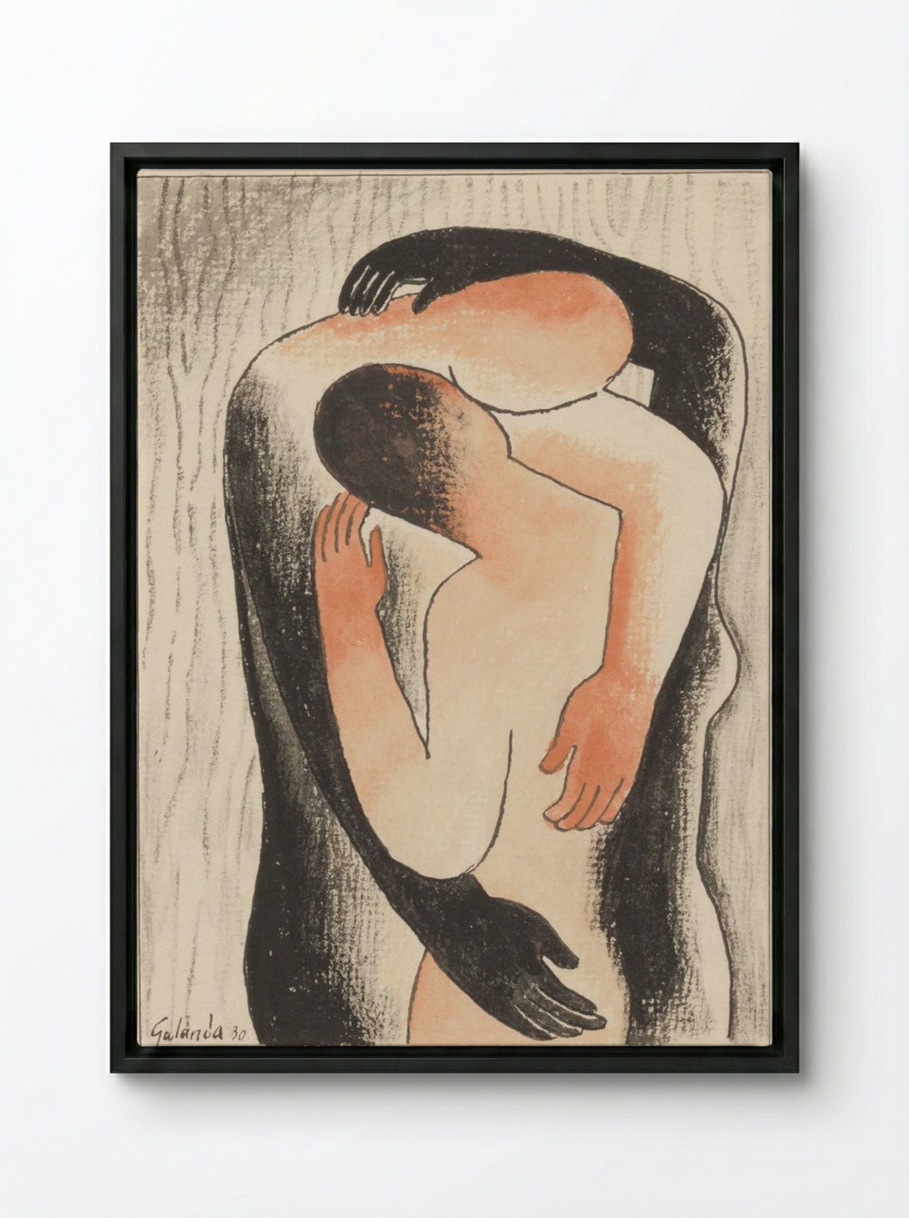 Embrace - Mikuláš Galanda - Framed Canvas Black