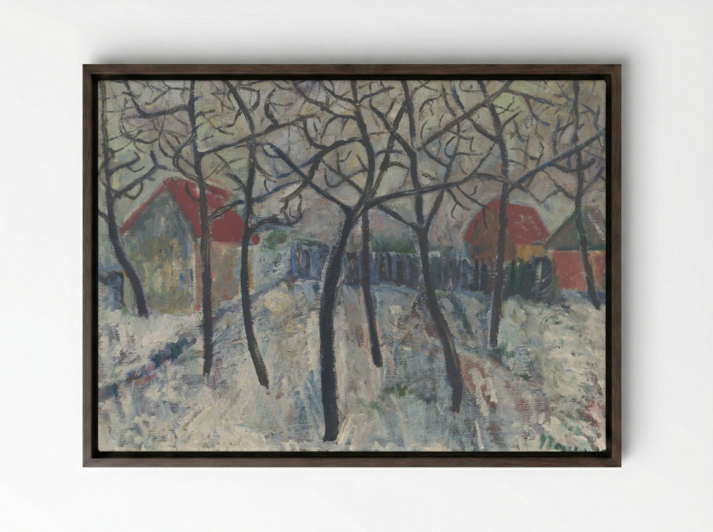 Trees in a Garden - Cyprián Majerník - Framed Canvas Dark Wood