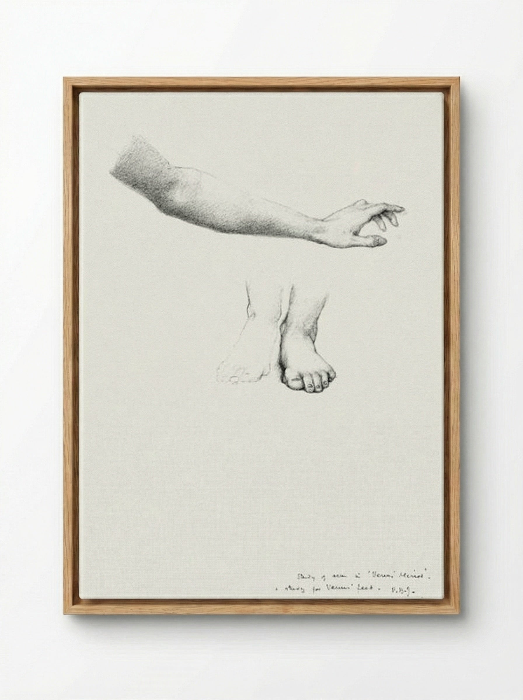 Study of Arm and Feet for 'The Mirror of Venus' - Edward Burne-Jones - Framed Canvas Wood