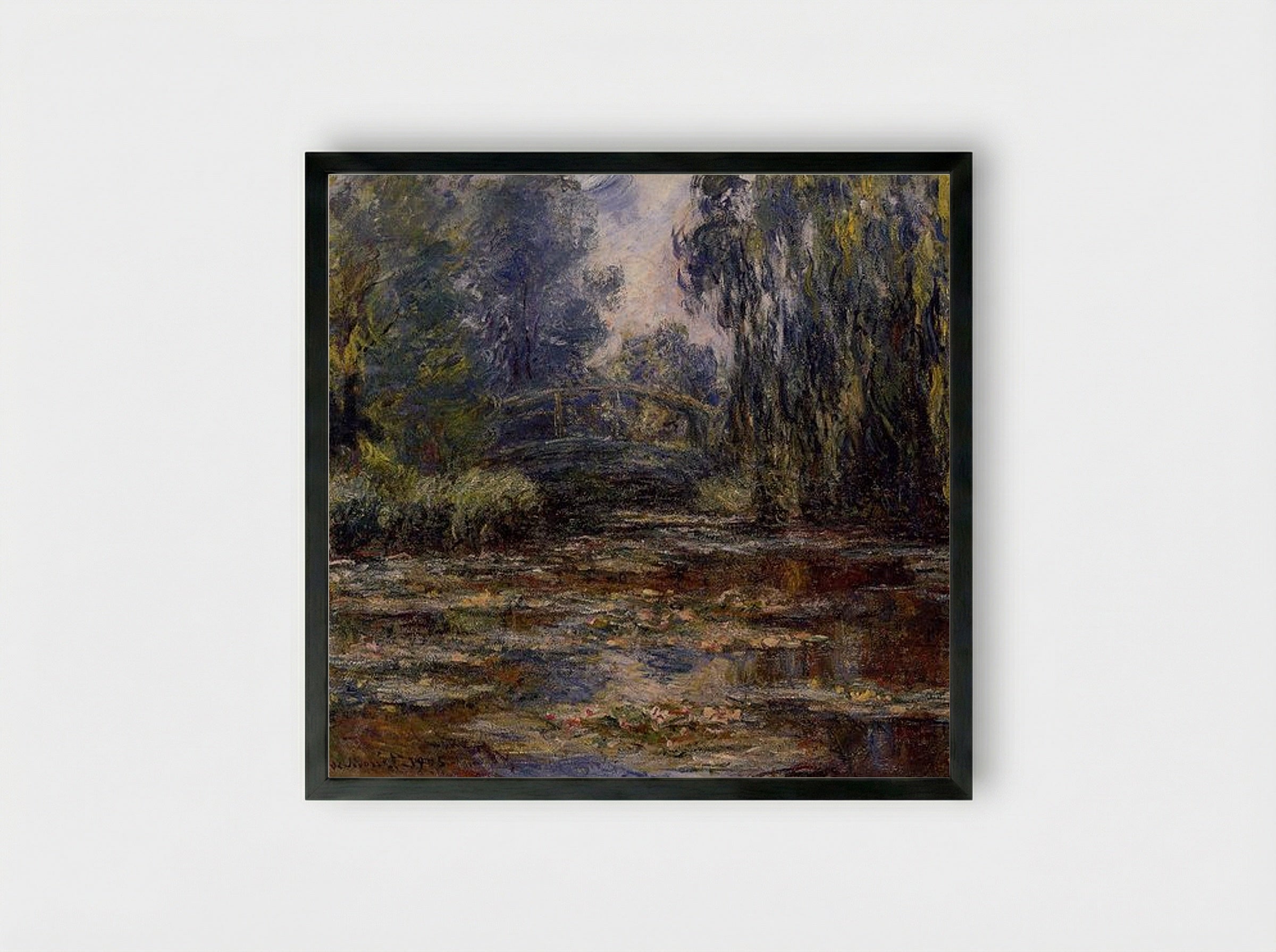 The Water Lily Pond and Bridge - Claude Monet - Framed Print Black