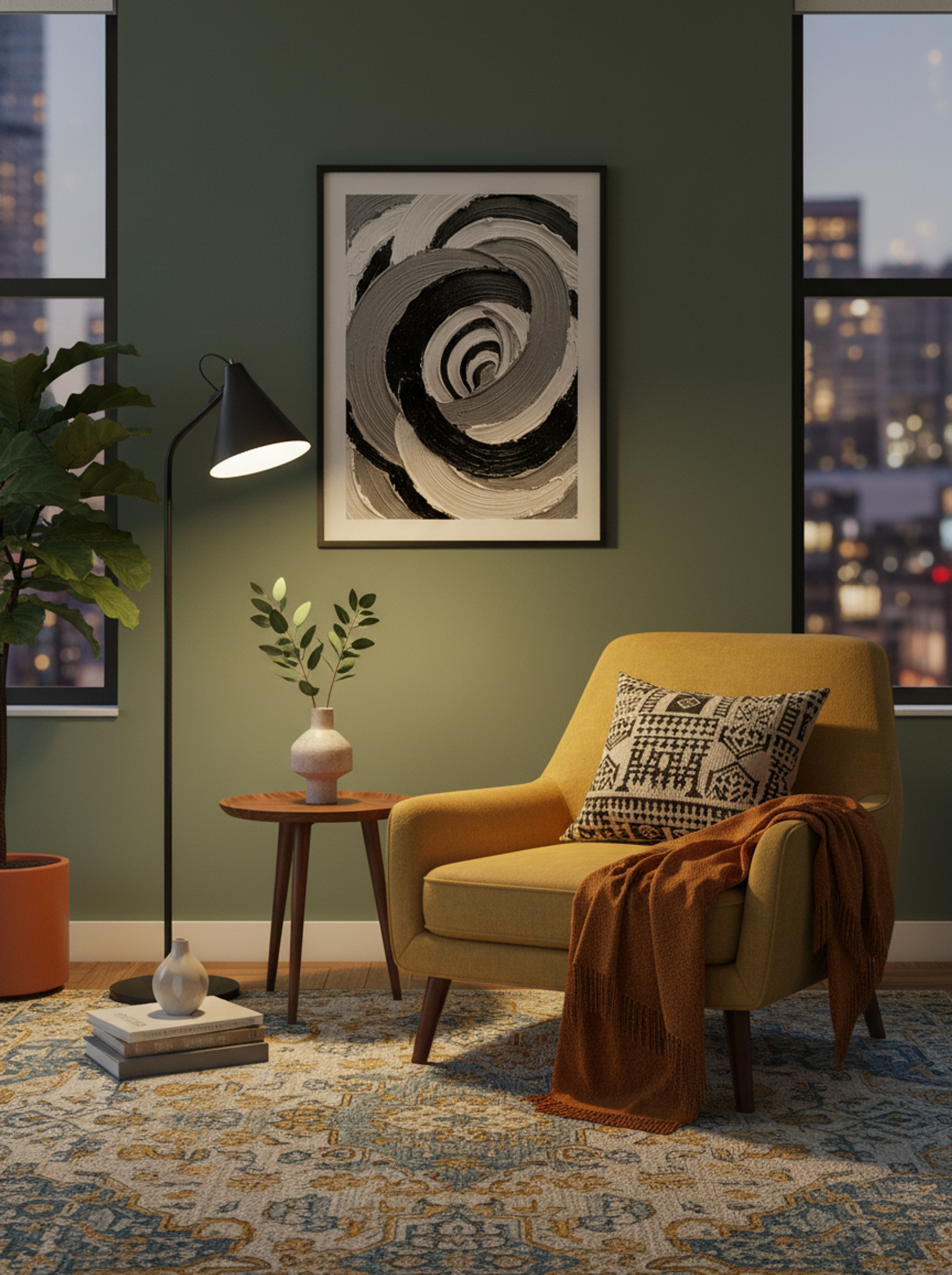 Monochrome Vortex Poster - Lifestyle