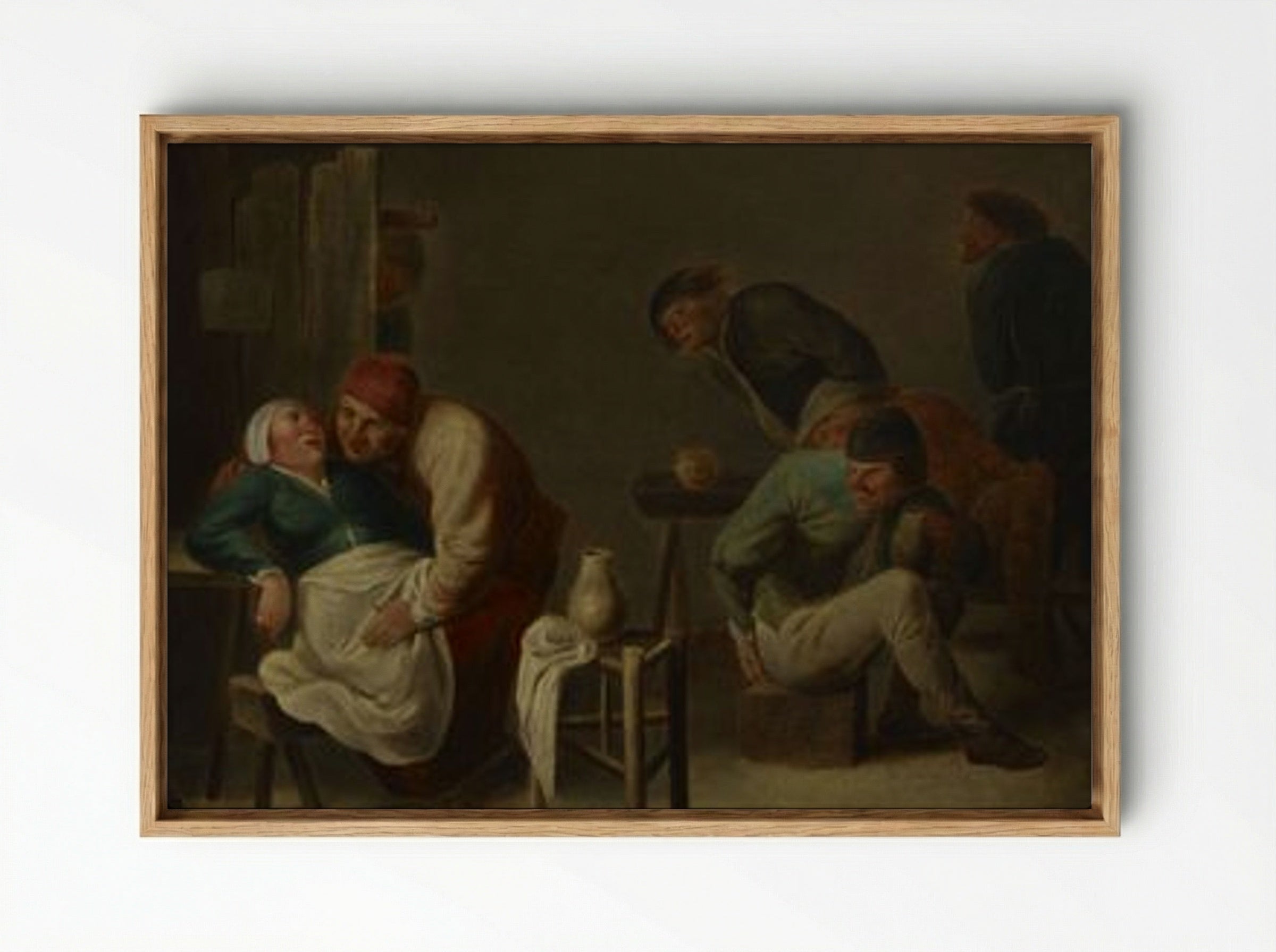 Tavern Scene with Figures - Fine Art Print - Framed Canvas Wood