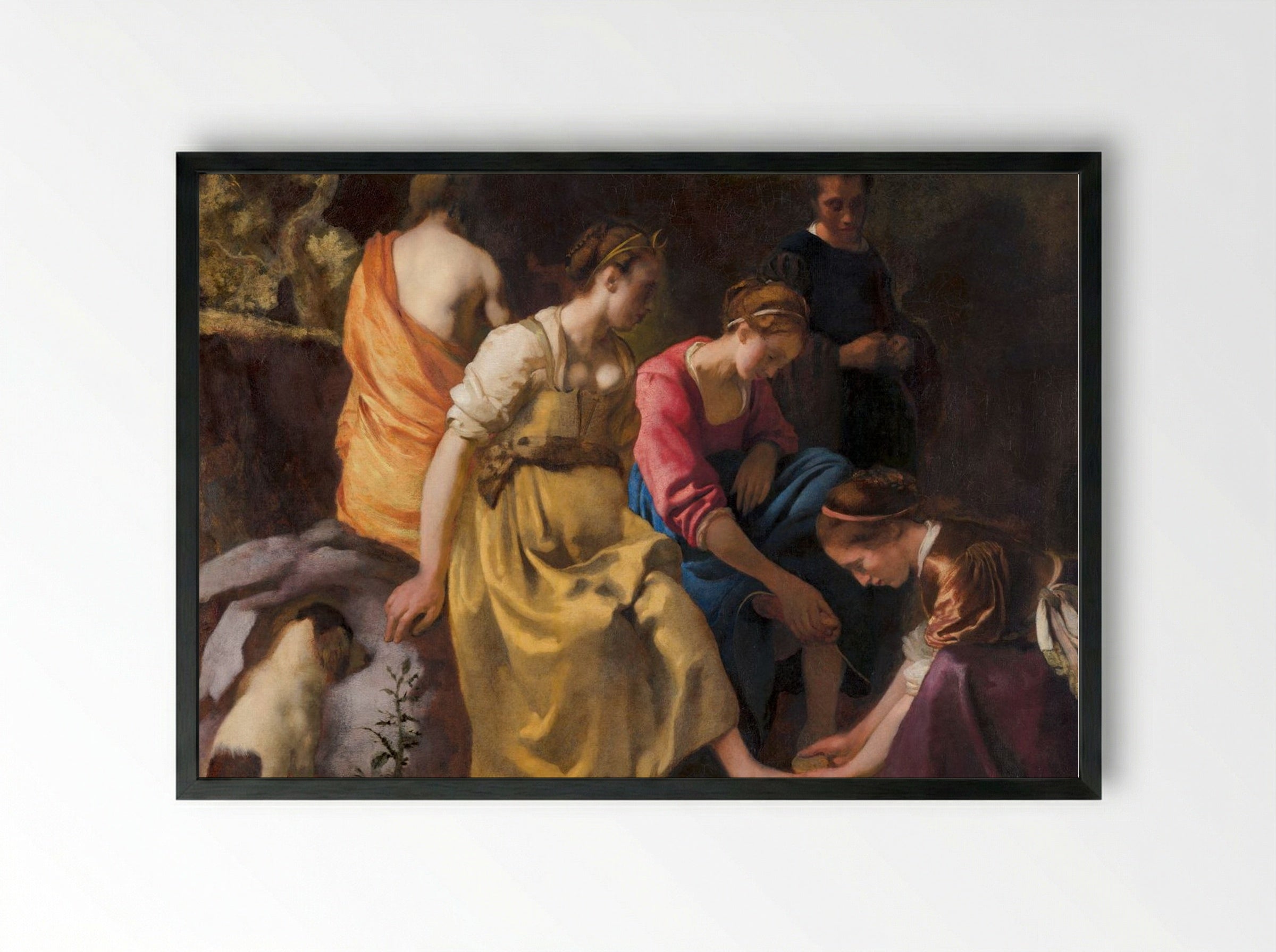 Diana and Her Nymphs - Johannes Vermeer - Framed Print Black